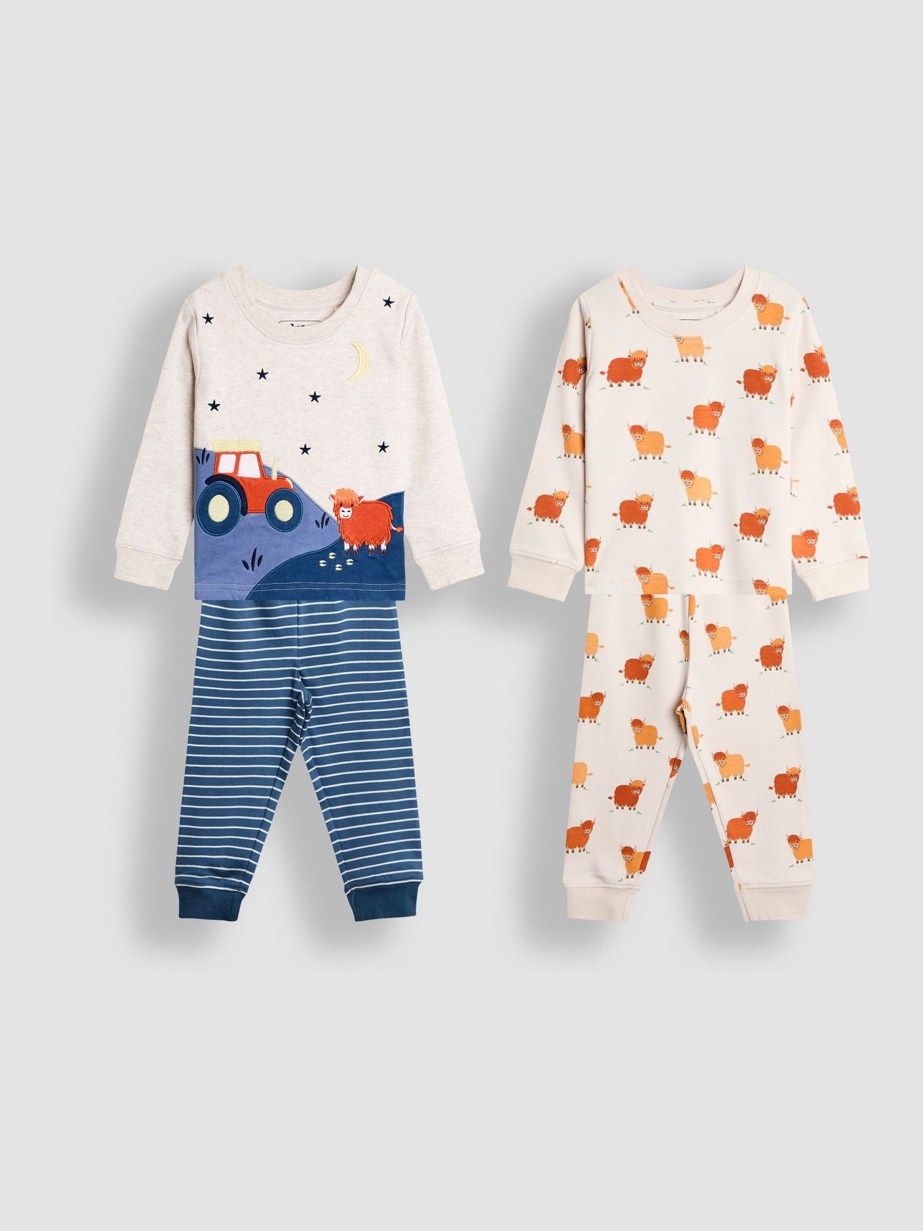 Natural Highland Cow Character Mix And Match 2 Pack Pyjamas - Image 1 of 10
