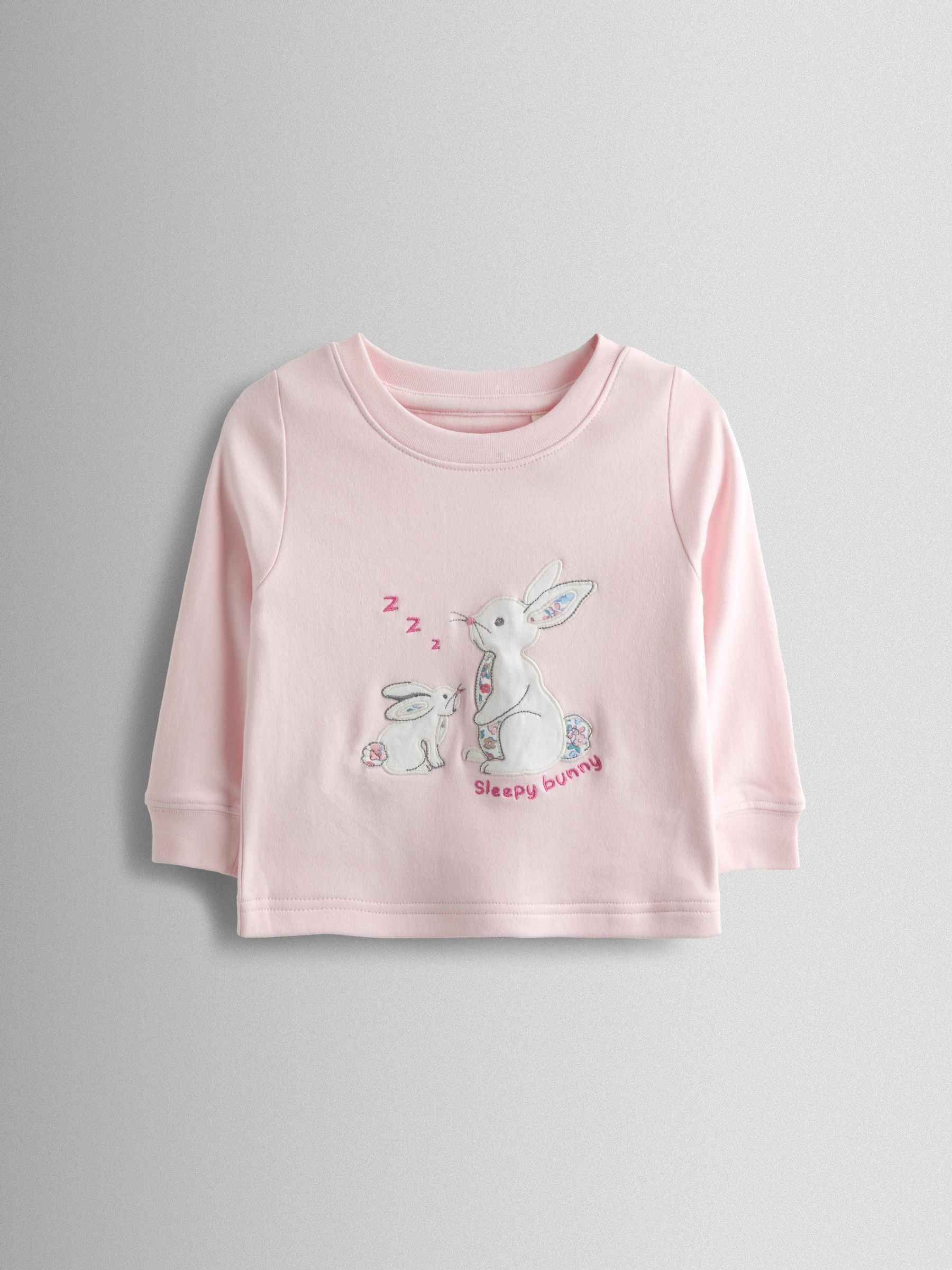 Pink Bunny Print 2 Pack Jersey Pyjamas - Image 10 of 13