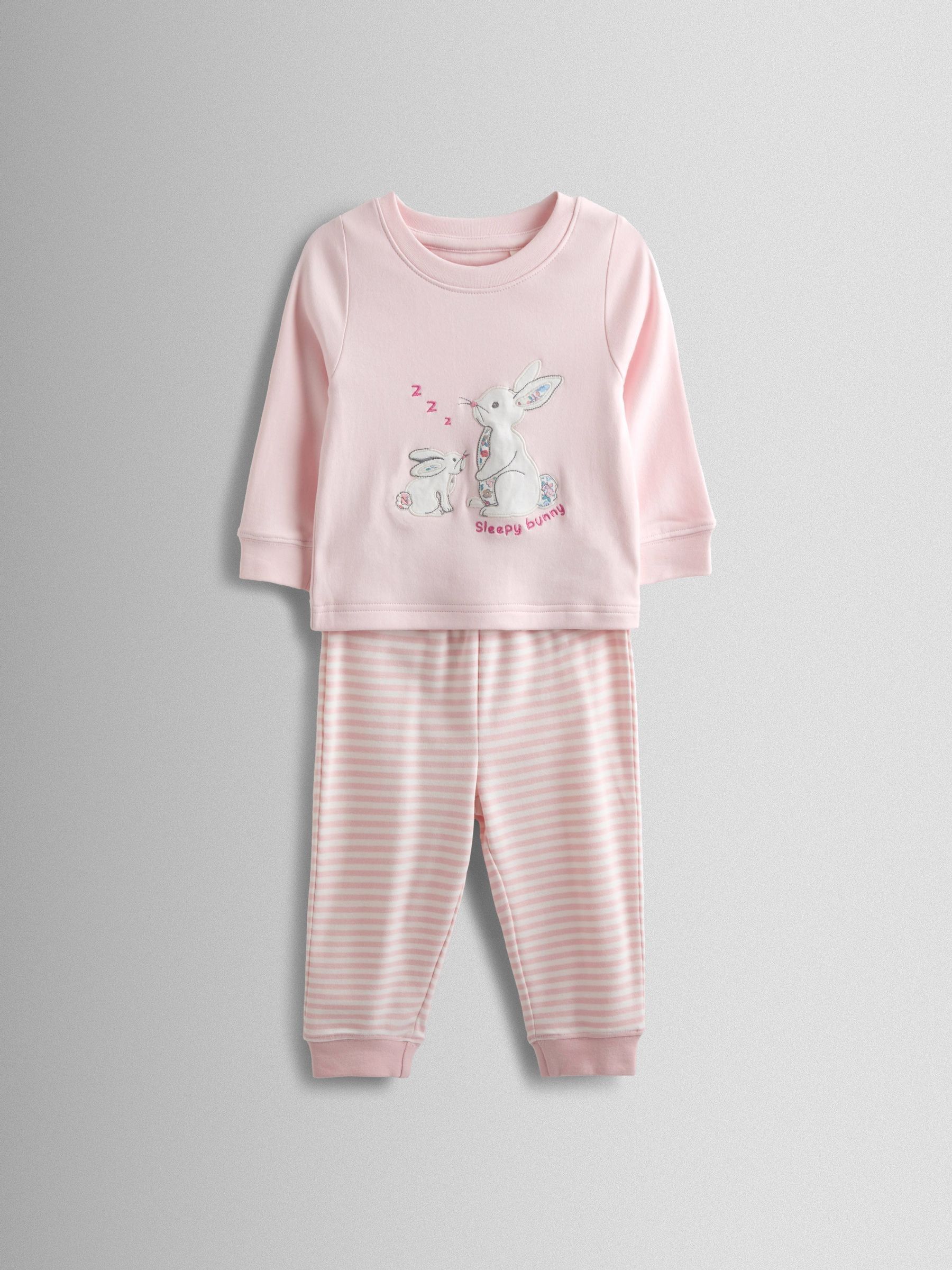 Pink Bunny Print 2 Pack Jersey Pyjamas - Image 8 of 13