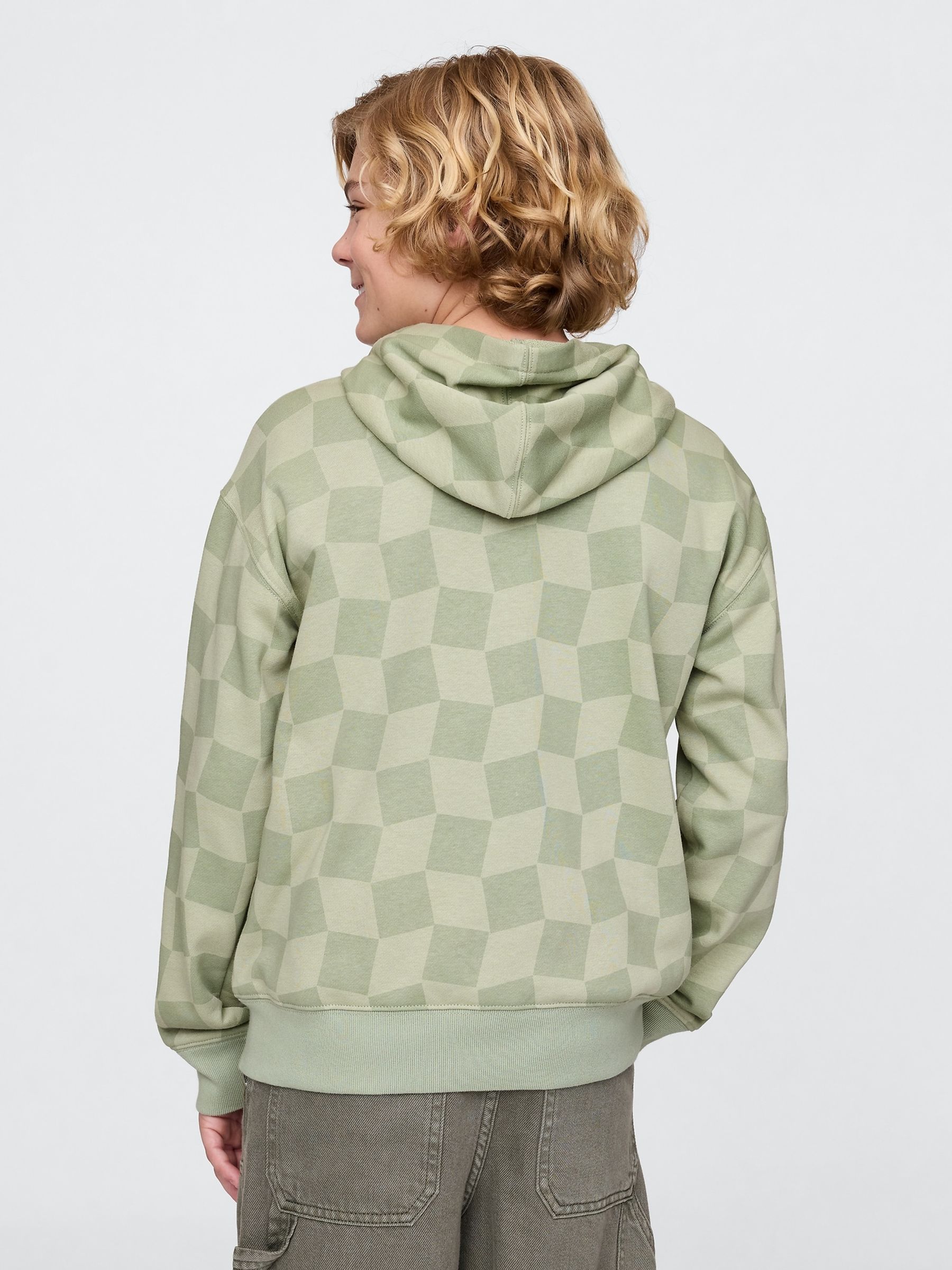 Green Gingham Relaxed Logo Zip Hoodie (4-13yrs) - Image 2 of 5
