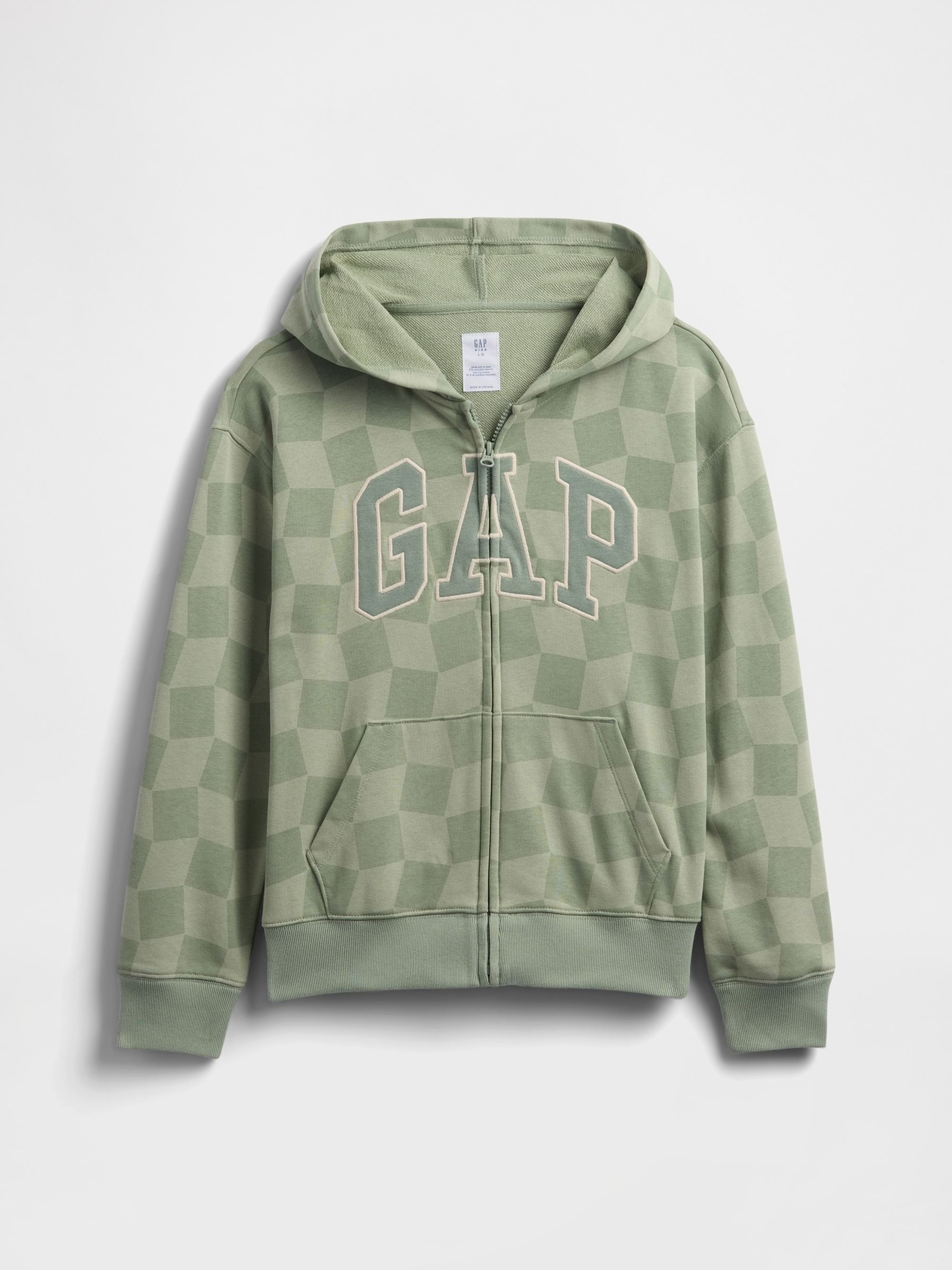 Green Gingham Relaxed Logo Zip Hoodie (4-13yrs) - Image 4 of 5