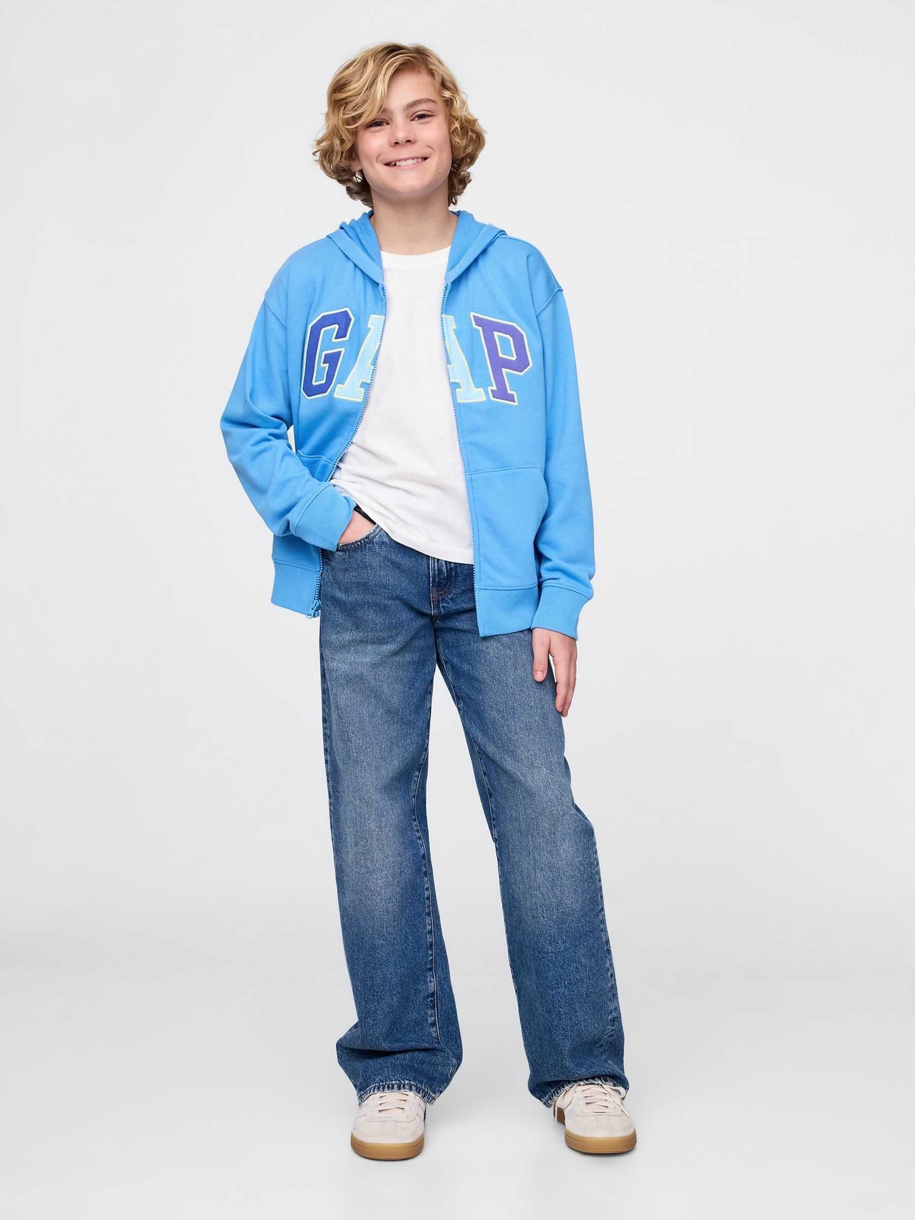 Blue Relaxed Logo Zip Hoodie (4-13yrs) - Image 3 of 5