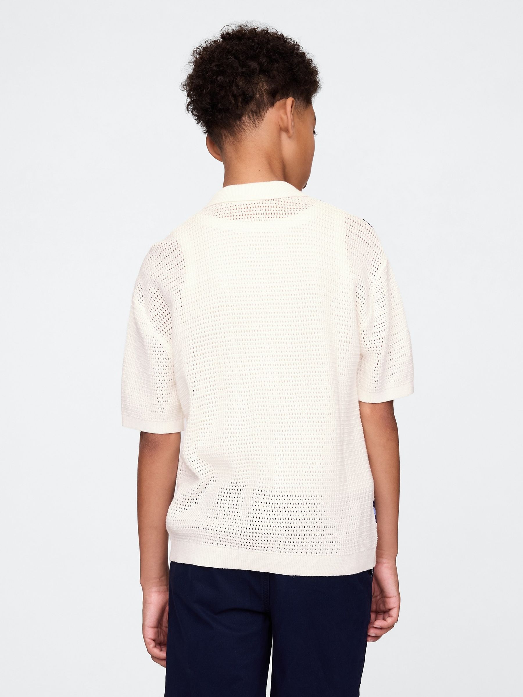 White Relaxed Crochet Shirt (4-13yrs) - Image 2 of 5