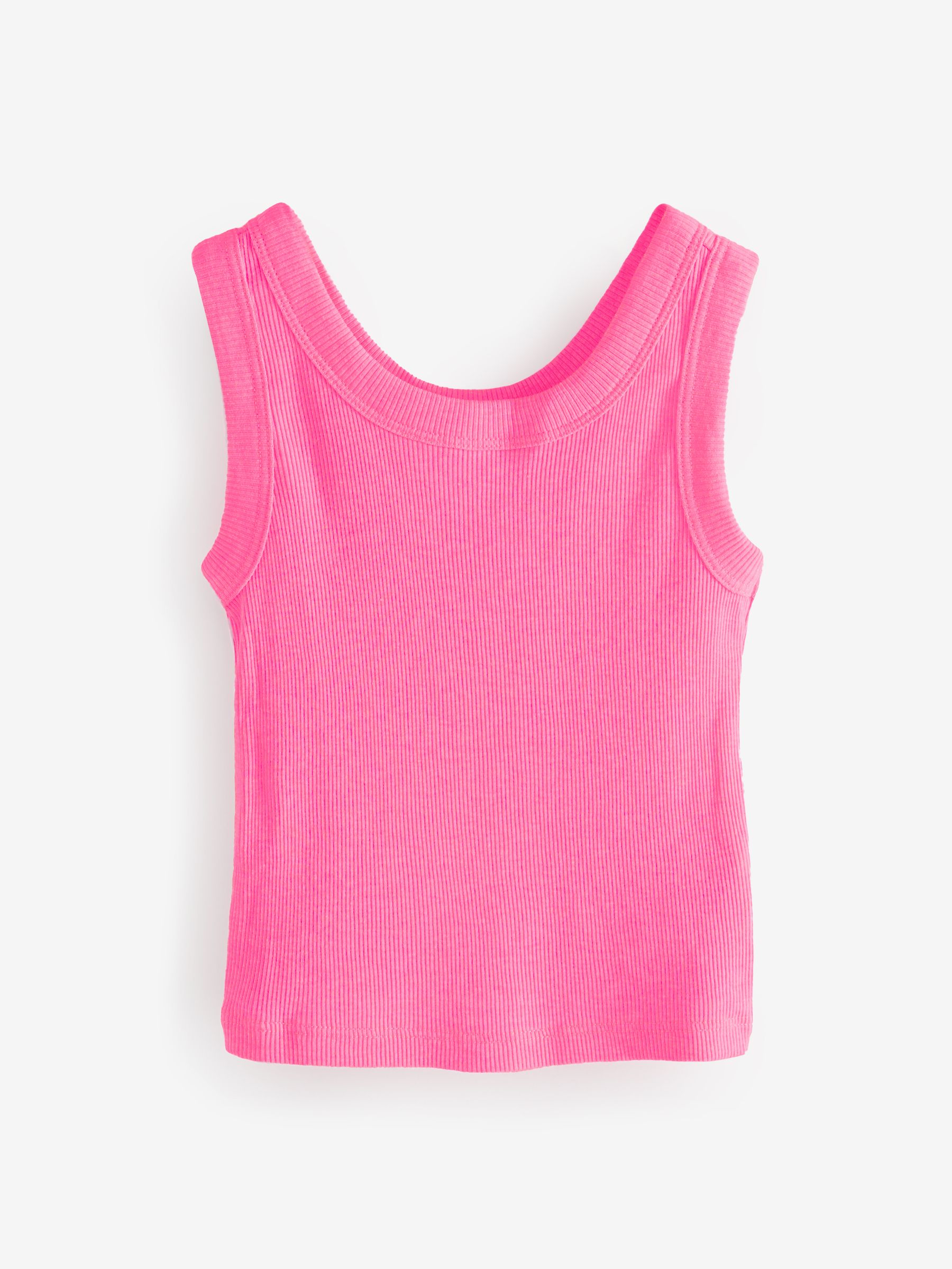 Pink Cotton Ribbed Sleeveless Vest Top (4-13yrs) - Image 1 of 4