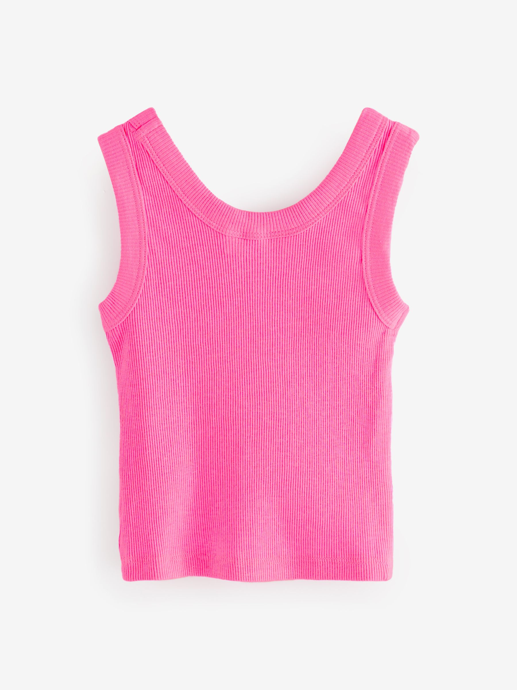 Pink Cotton Ribbed Sleeveless Vest Top (4-13yrs) - Image 2 of 4