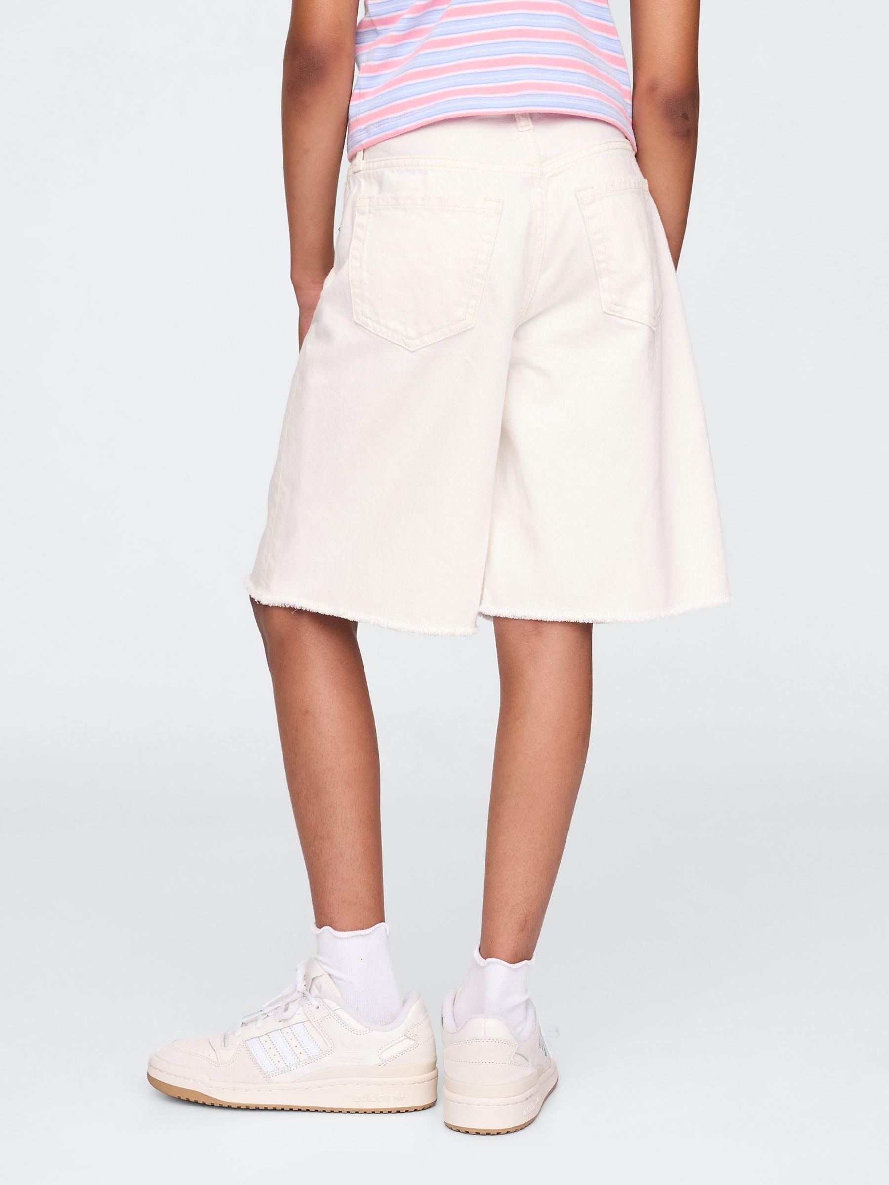 White Mid Waist Longline Denim Shorts (4-13yrs) - Image 3 of 5