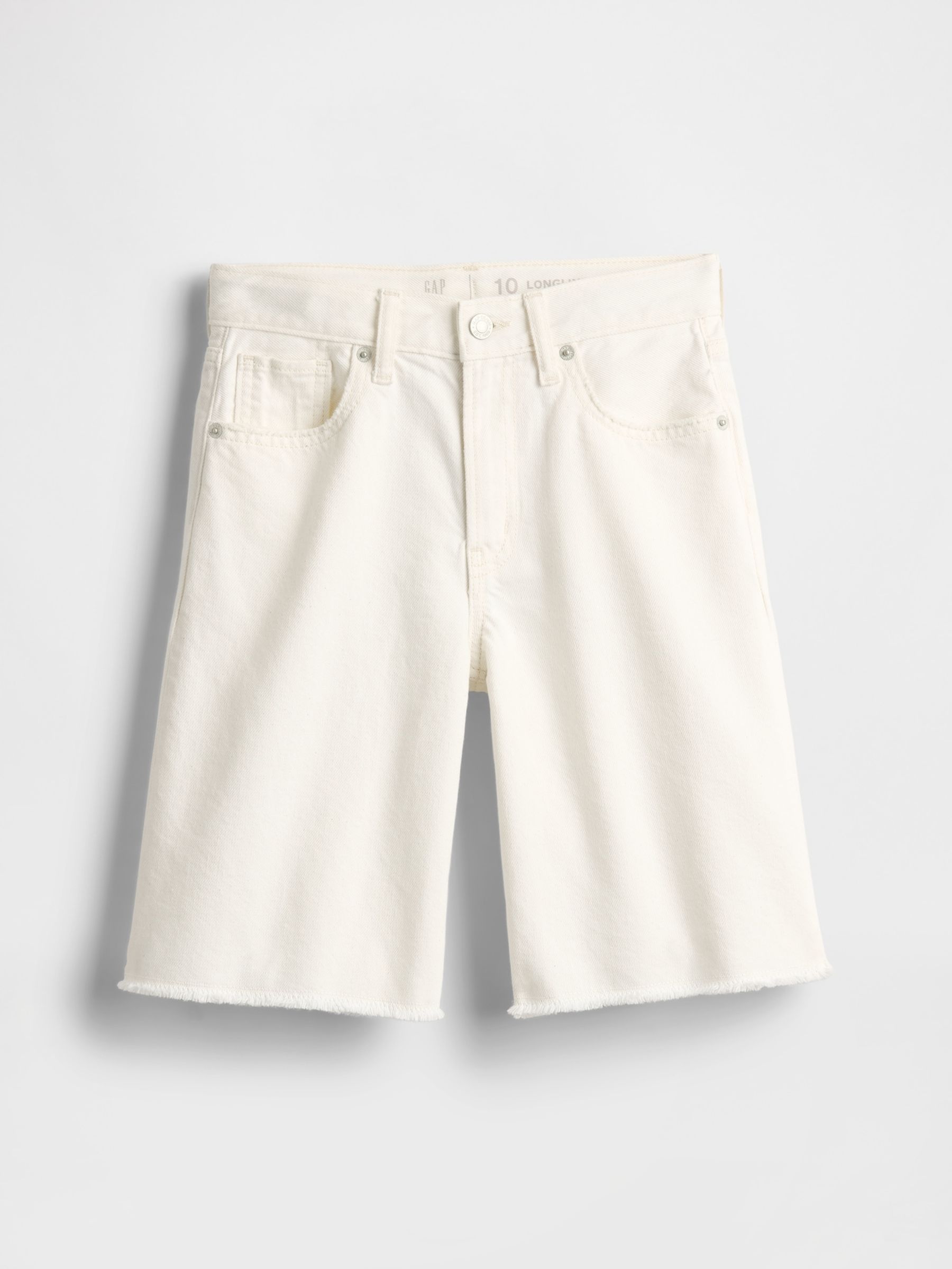 White Mid Waist Longline Denim Shorts (4-13yrs) - Image 4 of 5