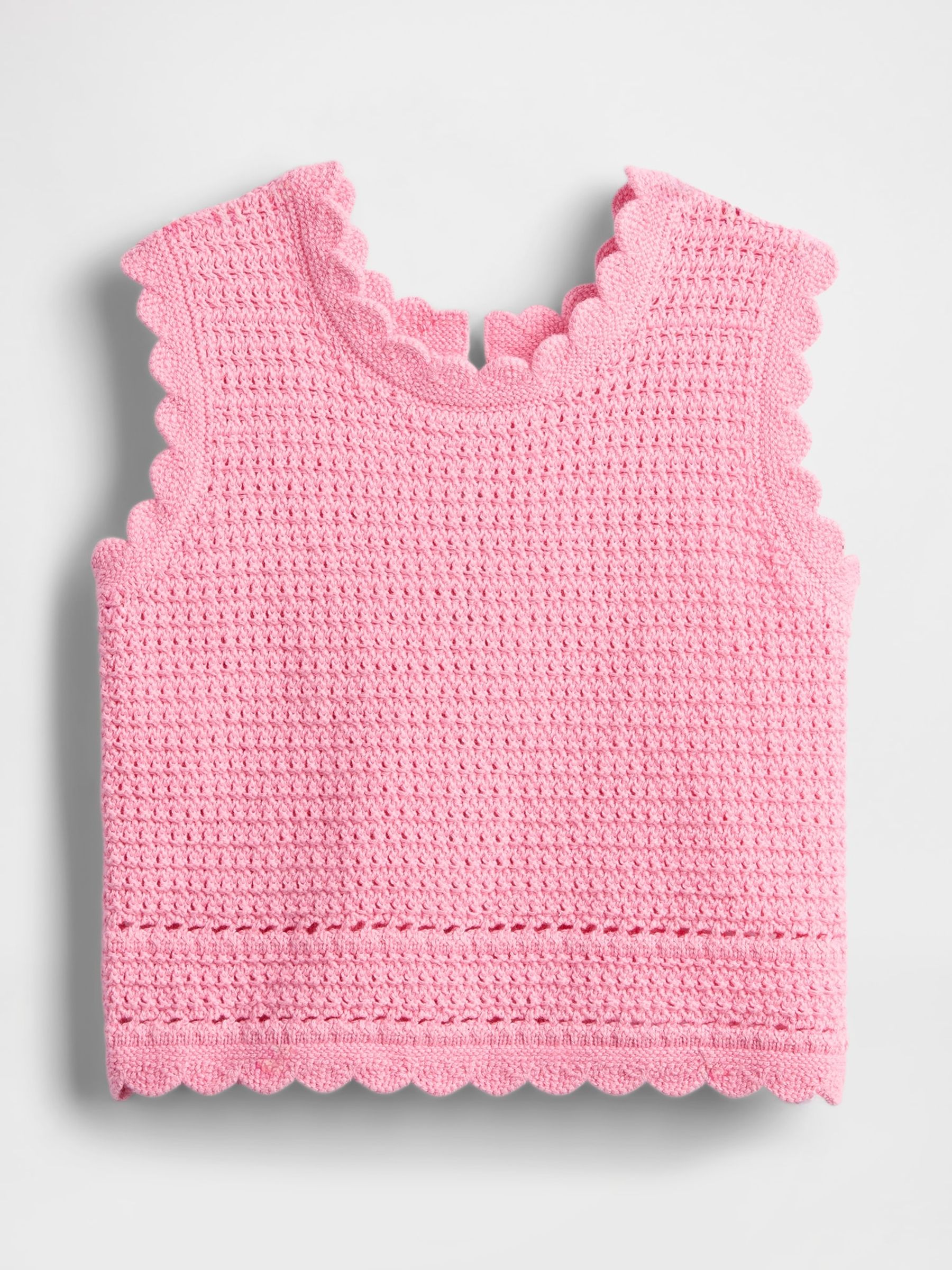 Pink Scalloped Sleeveless Crochet Top (6mths-5yrs) - Image 2 of 4