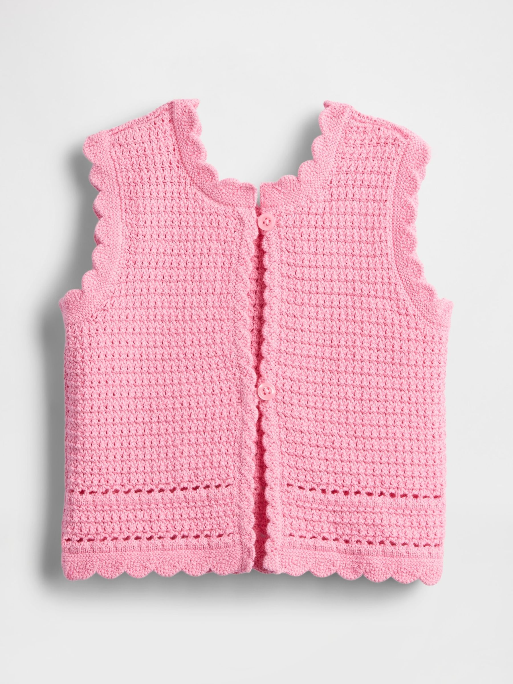 Pink Scalloped Sleeveless Crochet Top (6mths-5yrs) - Image 3 of 4