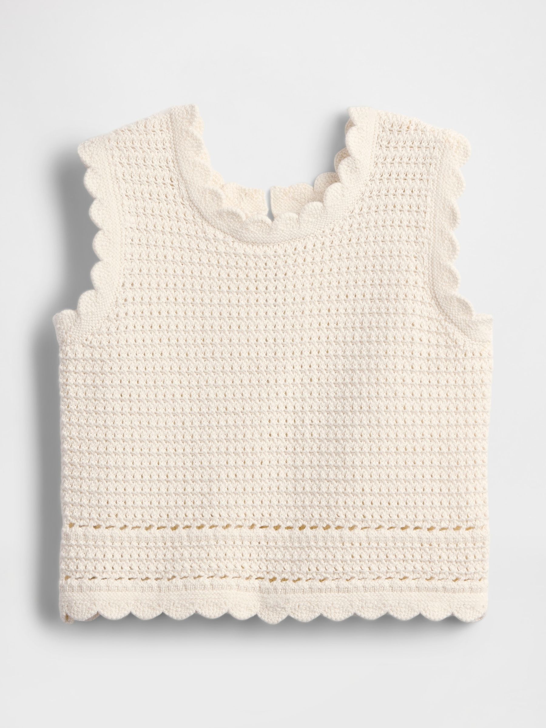 White Scalloped Sleeveless Crochet Top (6mths-5yrs) - Image 2 of 4