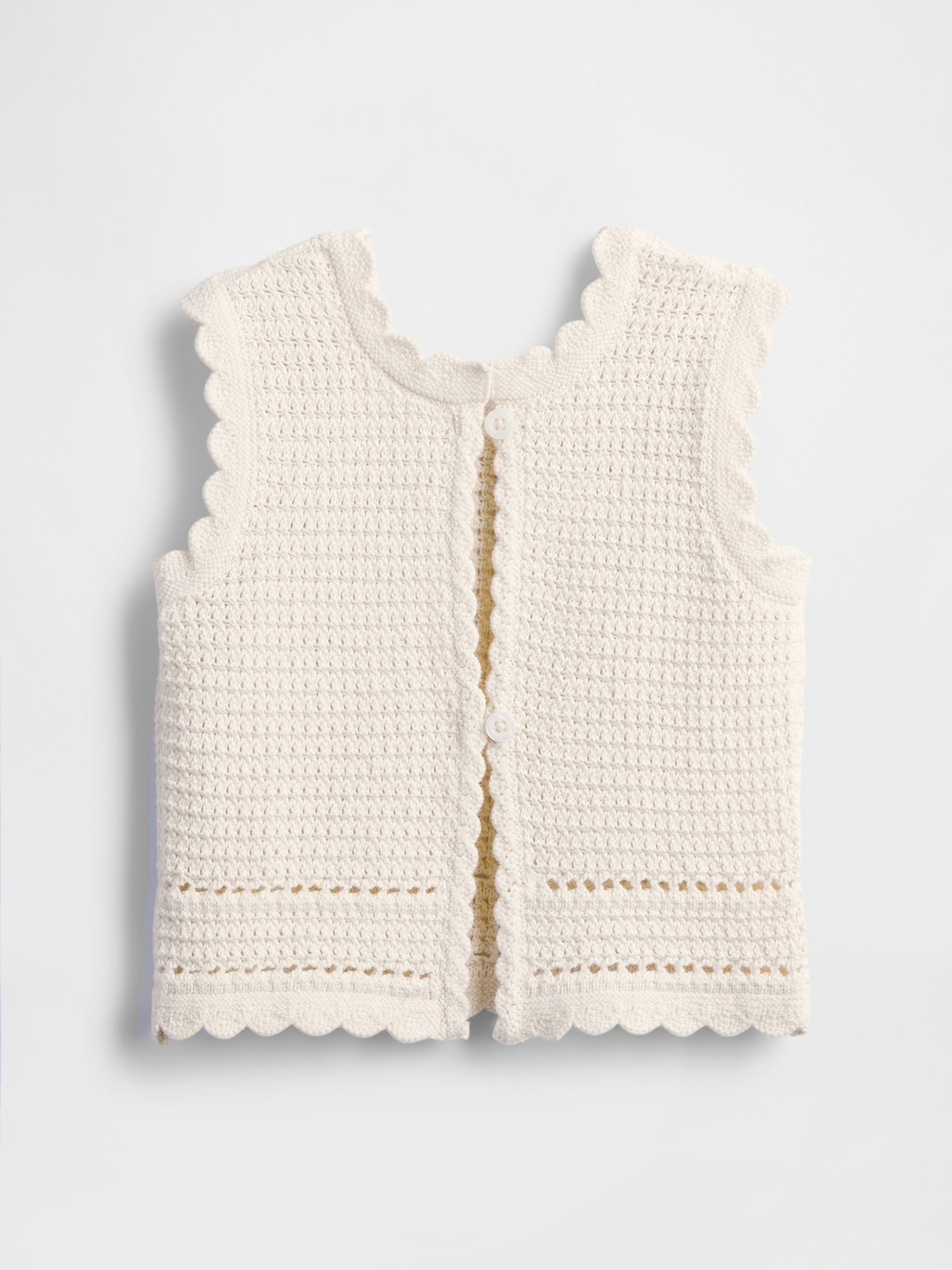 White Scalloped Sleeveless Crochet Top (6mths-5yrs) - Image 3 of 4