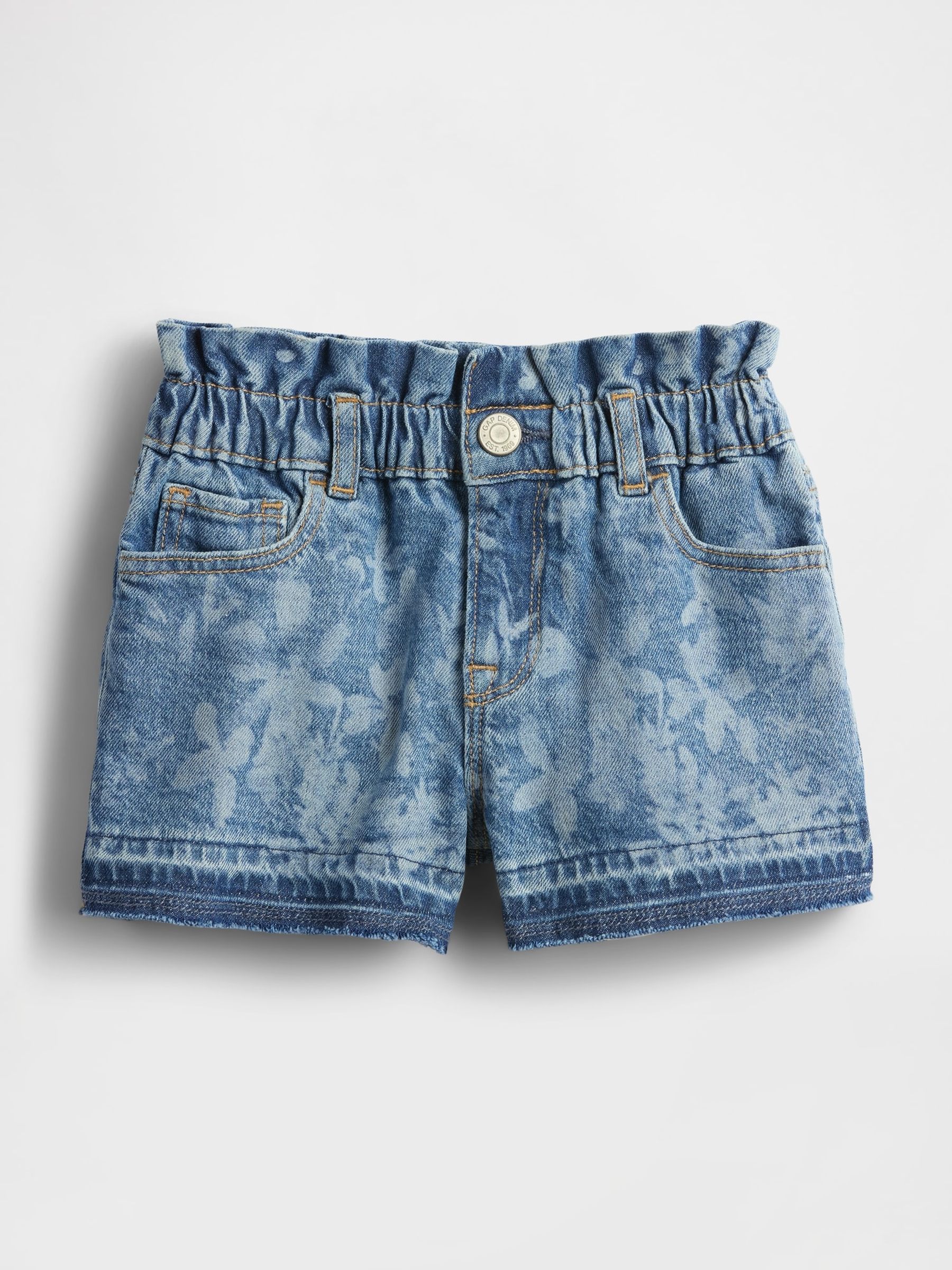 Blue Floral Denim Ruffle Stride Shorts (6mths-5yrs) - Image 2 of 3
