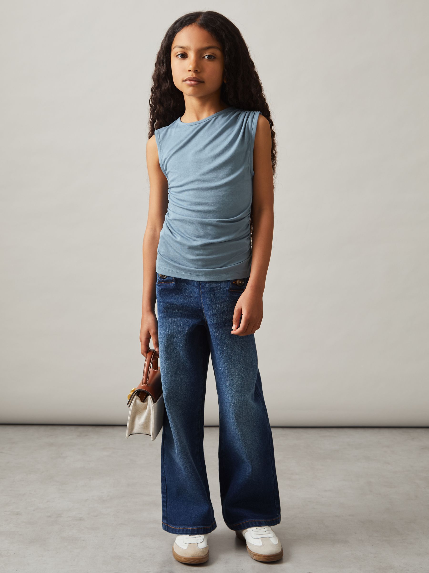 3-9 yrs Ruched Jersey Vest in Blue - Image 1 of 4
