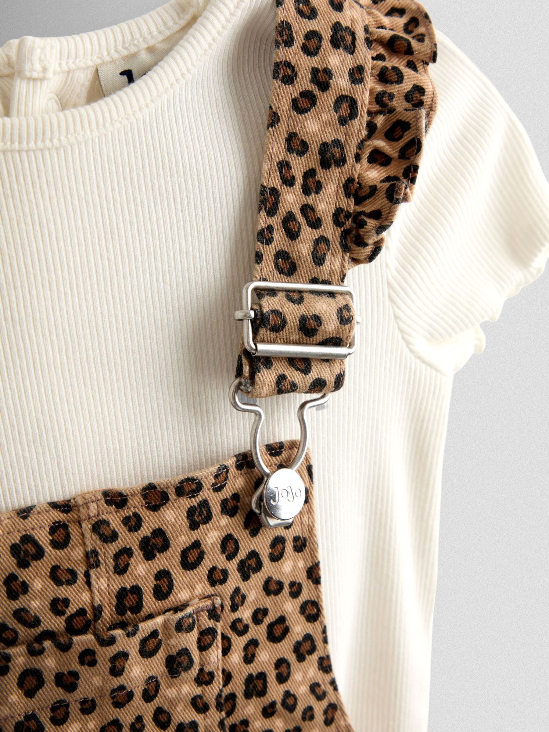 Natural Leopard Print Dungaree & T-Shirt Set - Image 6 of 8