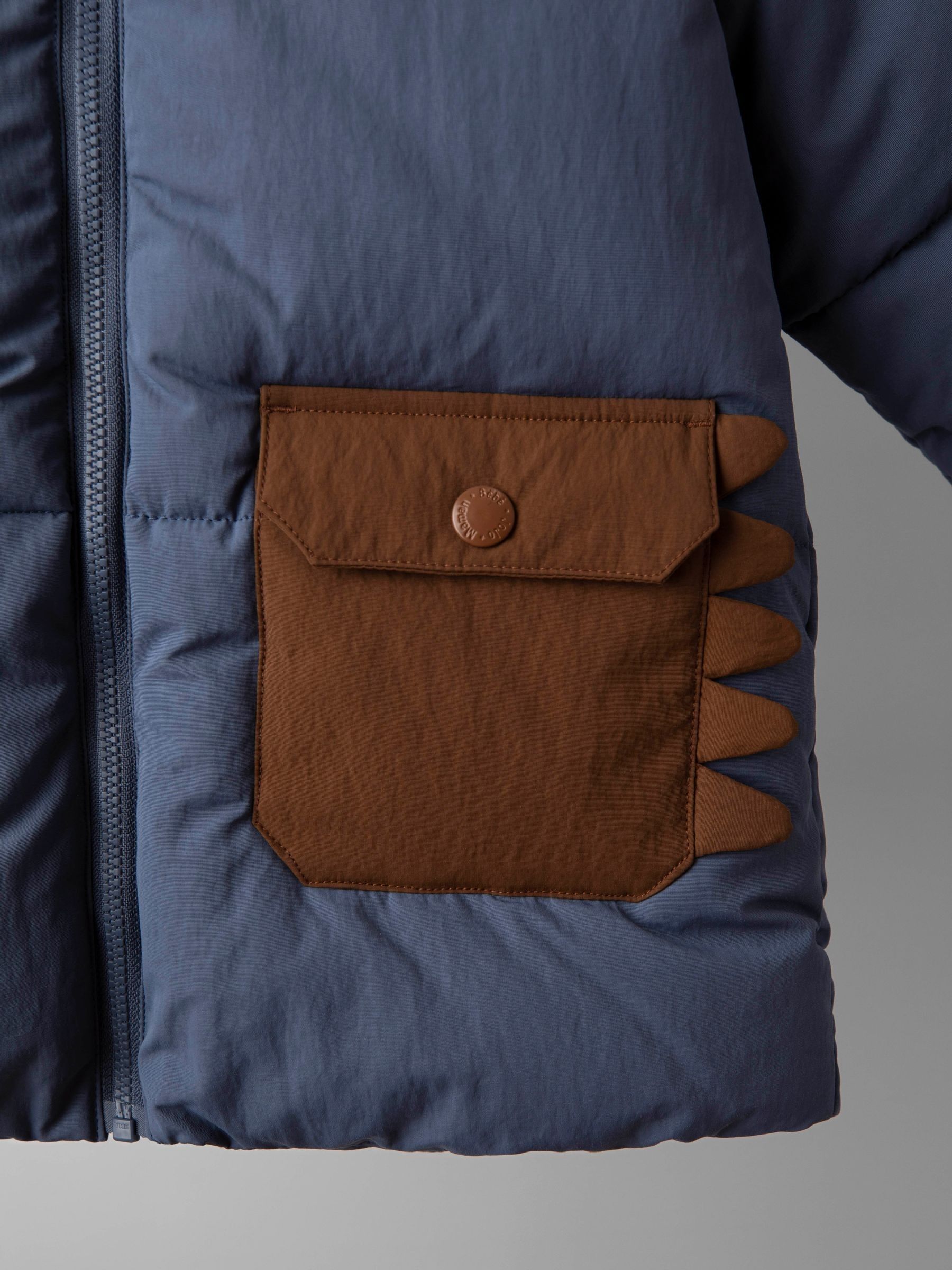 Navy Novelty Dino Cosy Lined Puffer Jacket - Image 3 of 6