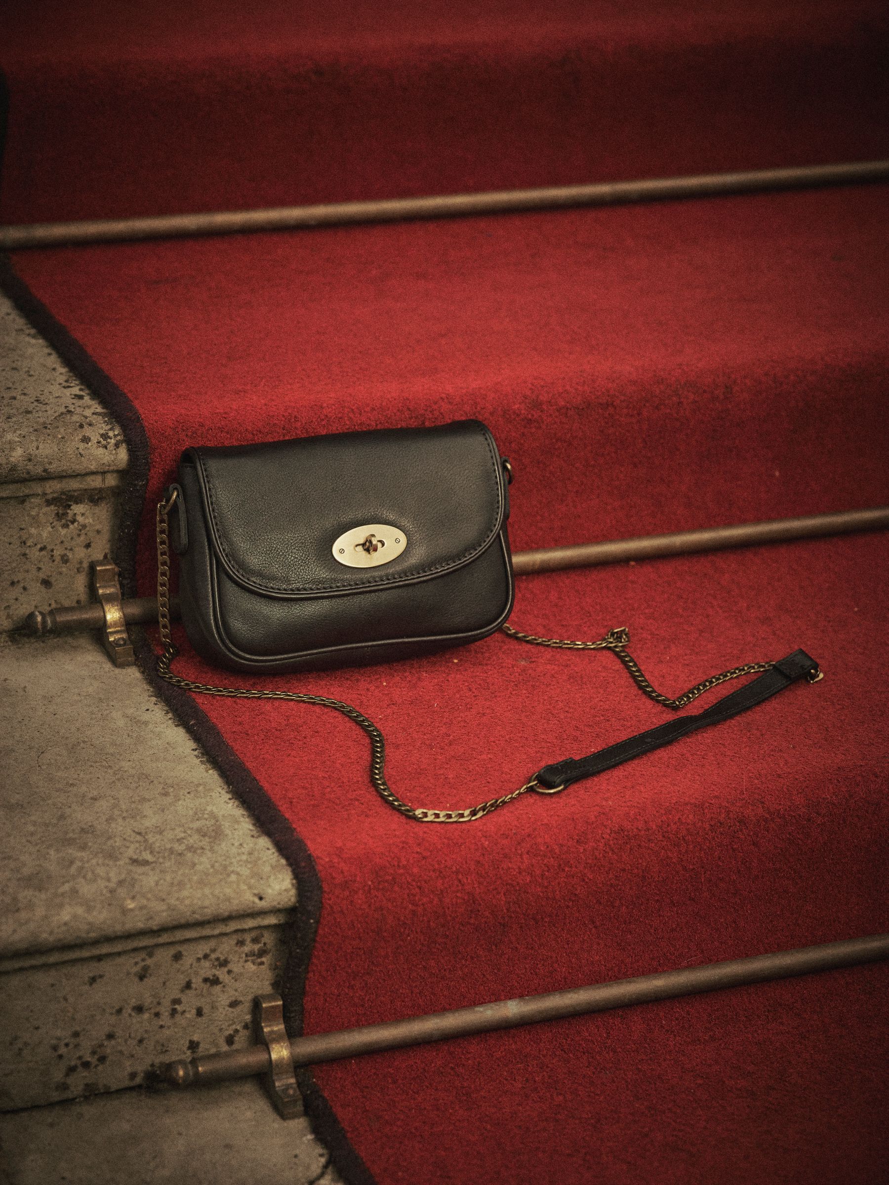 Lottie Black Lock Crossbody Bag - Image 1 of 7