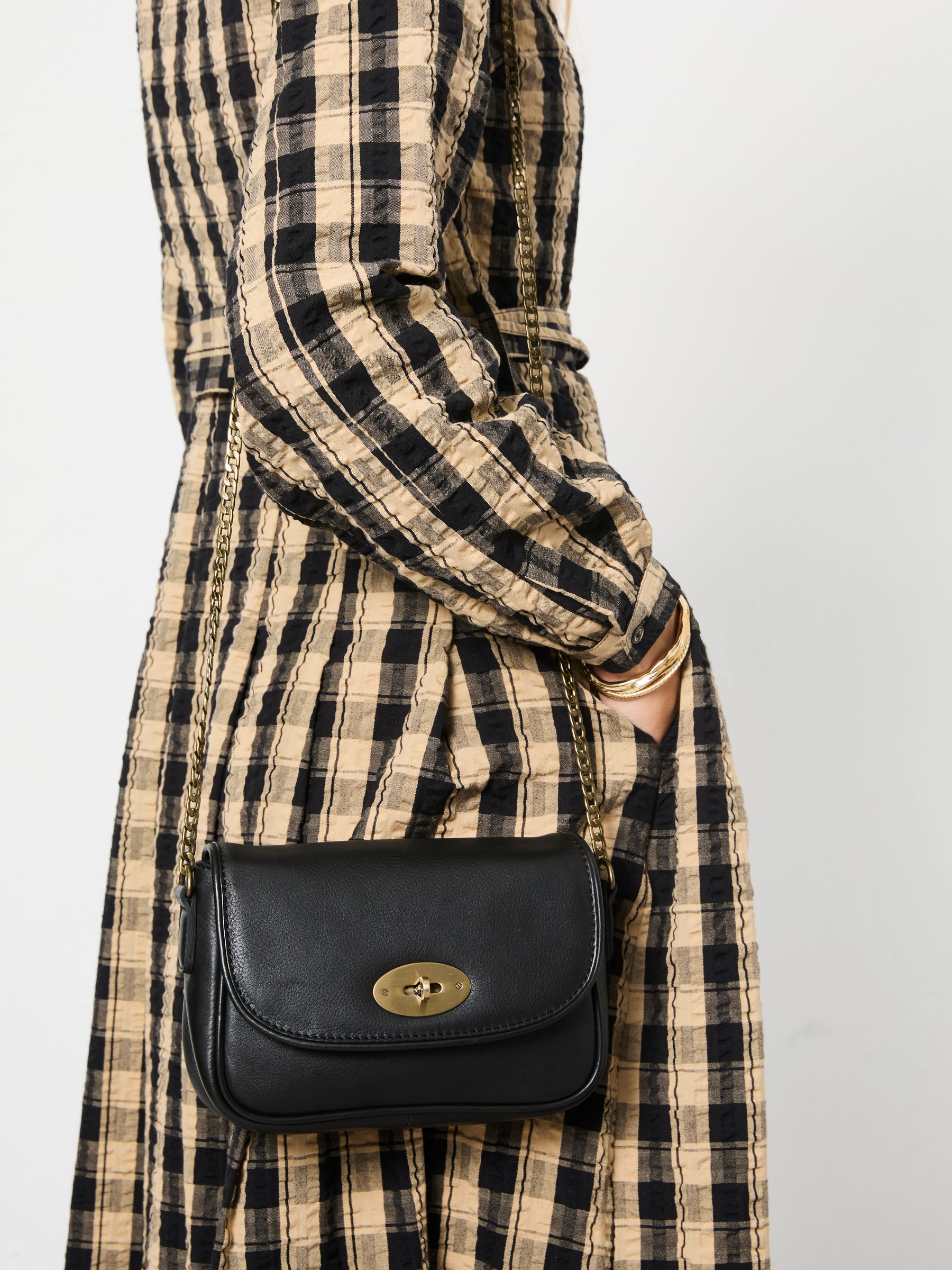 Lottie Black Lock Crossbody Bag - Image 3 of 7