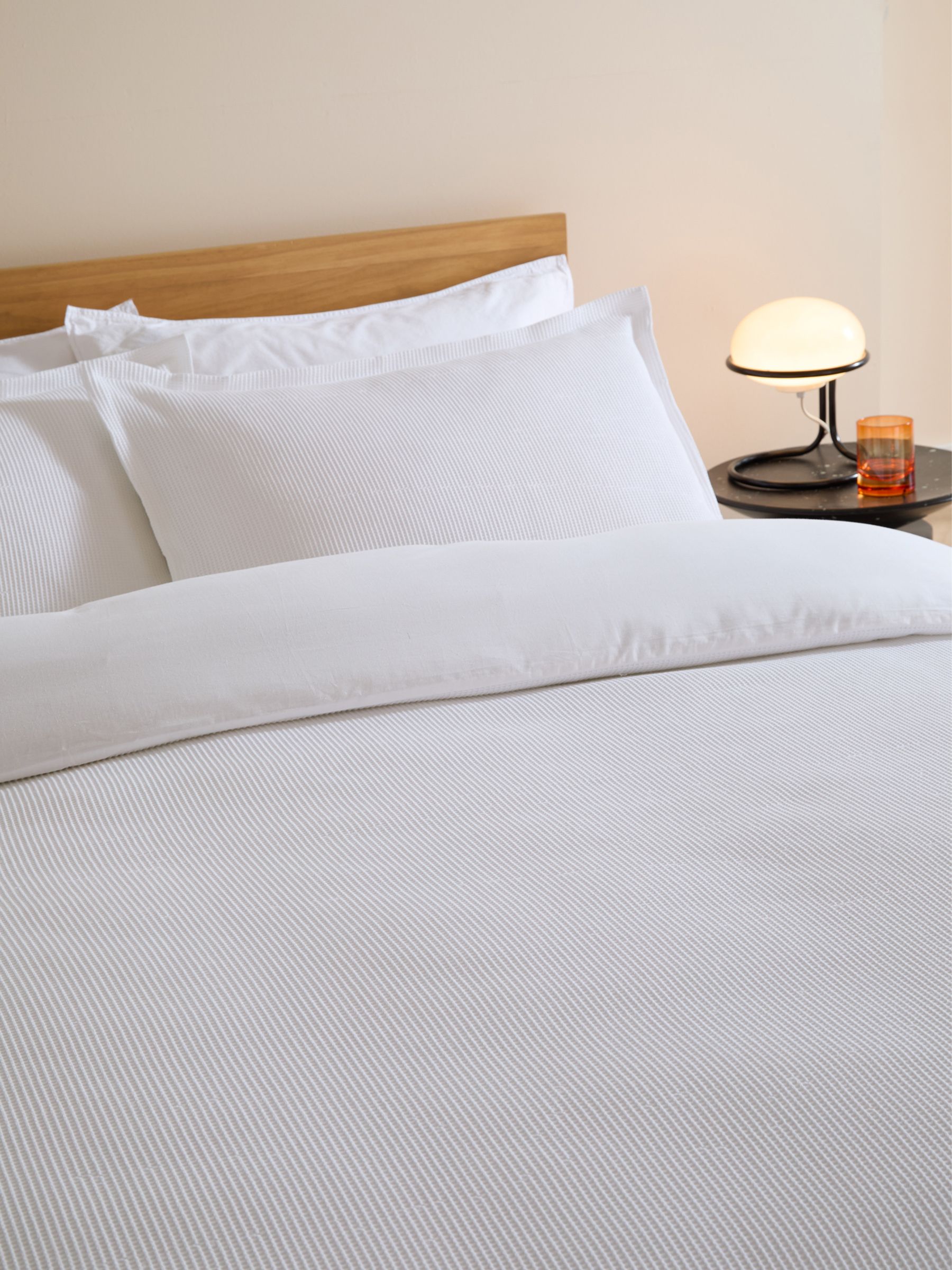 Waffle 100% Cotton Duvet Cover and Pillowcase Set in White - Image 2 of 5