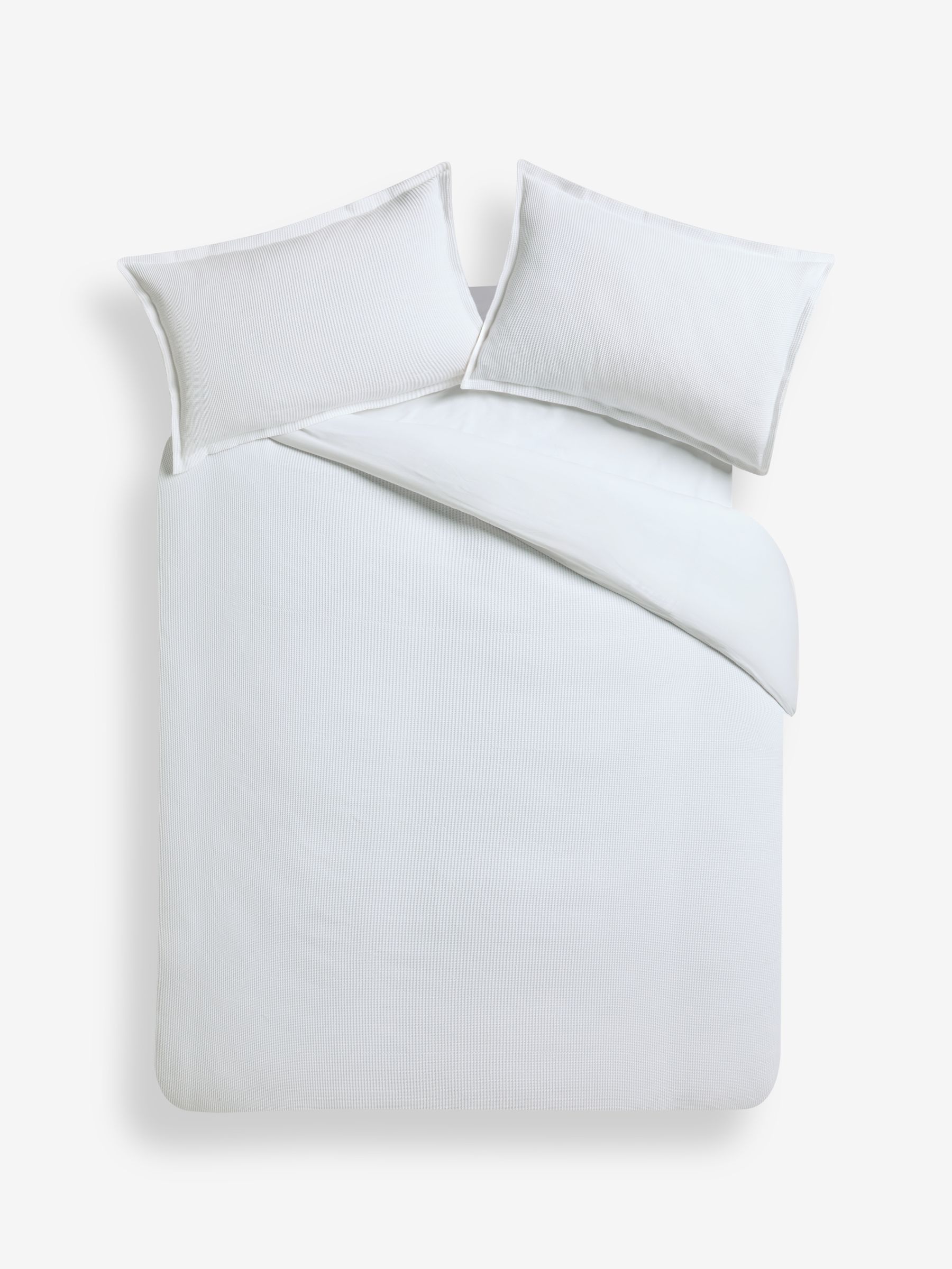 Waffle 100% Cotton Duvet Cover and Pillowcase Set in White - Image 3 of 5
