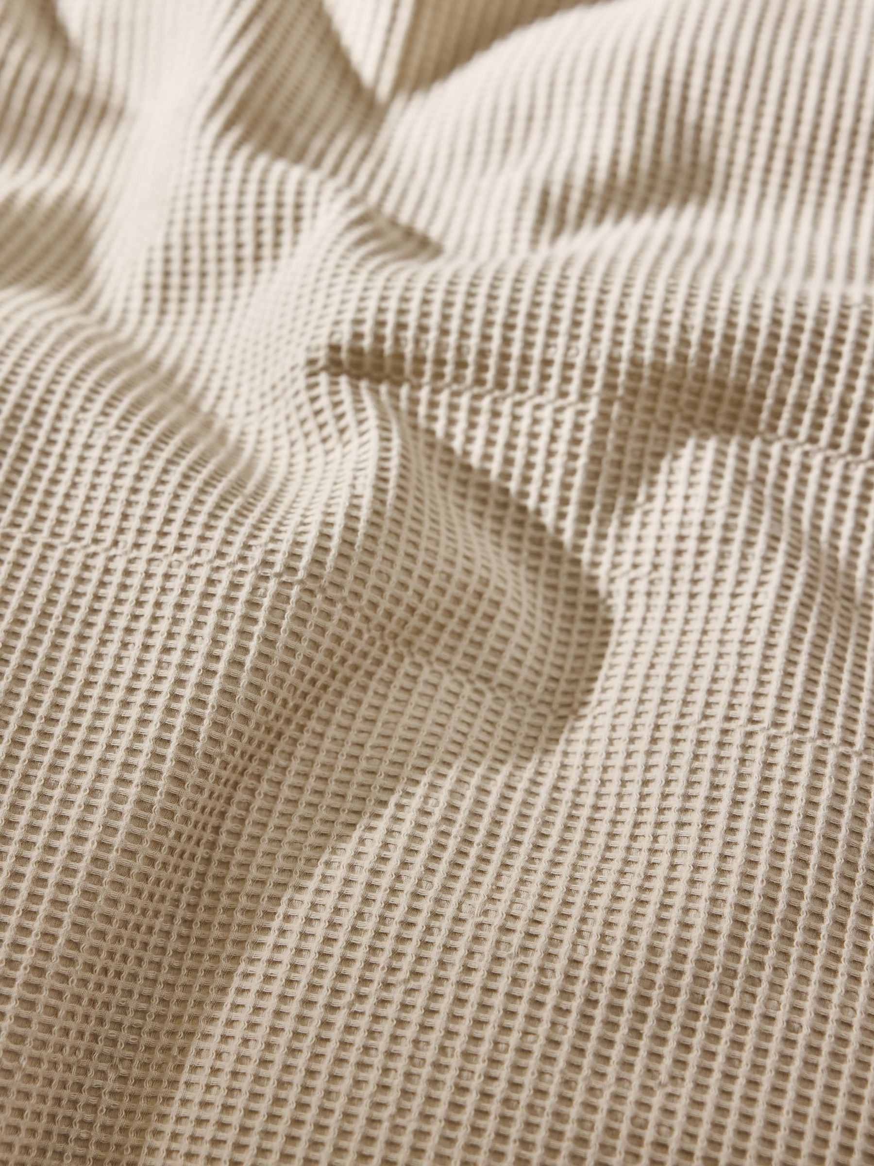 Waffle 100% Cotton Duvet Cover and Pillowcase Set in Natural Oatmeal - Image 3 of 5