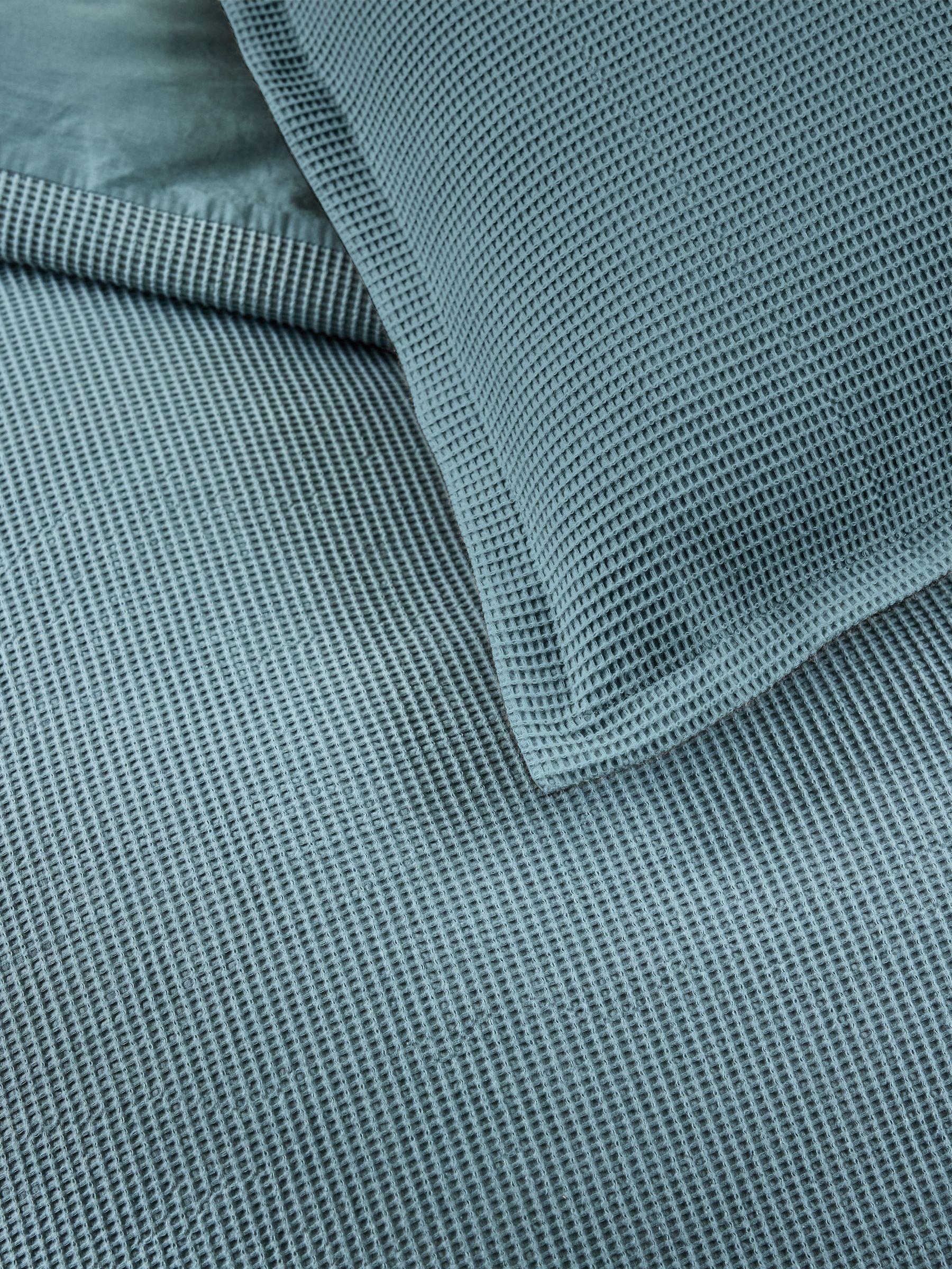 Waffle 100% Cotton Duvet Cover and Pillowcase Set in Marine Blue - Image 2 of 5