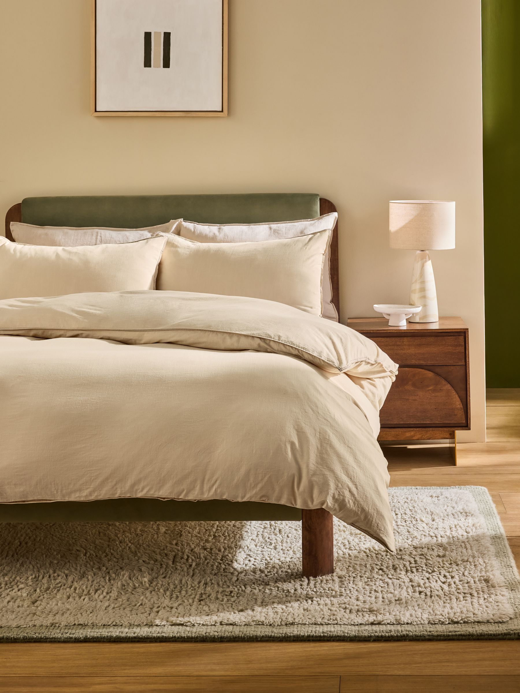 Textured Duvet Cover and Pillowcase Set in Natural Sand - Image 1 of 6