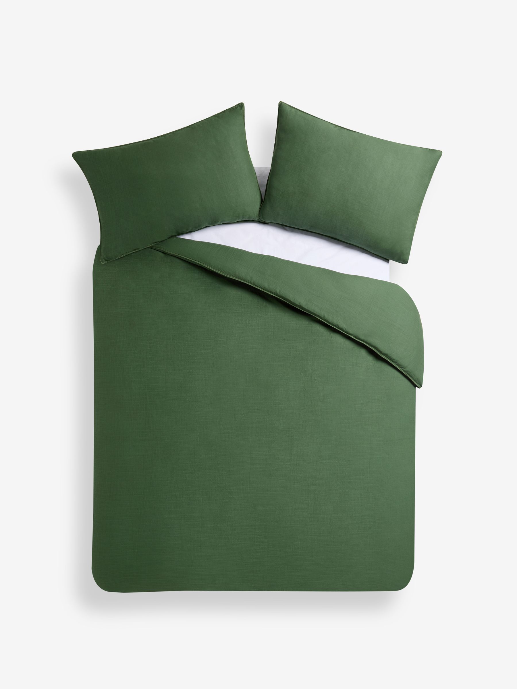 Textured Duvet Cover and Pillowcase Set in Forest Green - Image 6 of 6