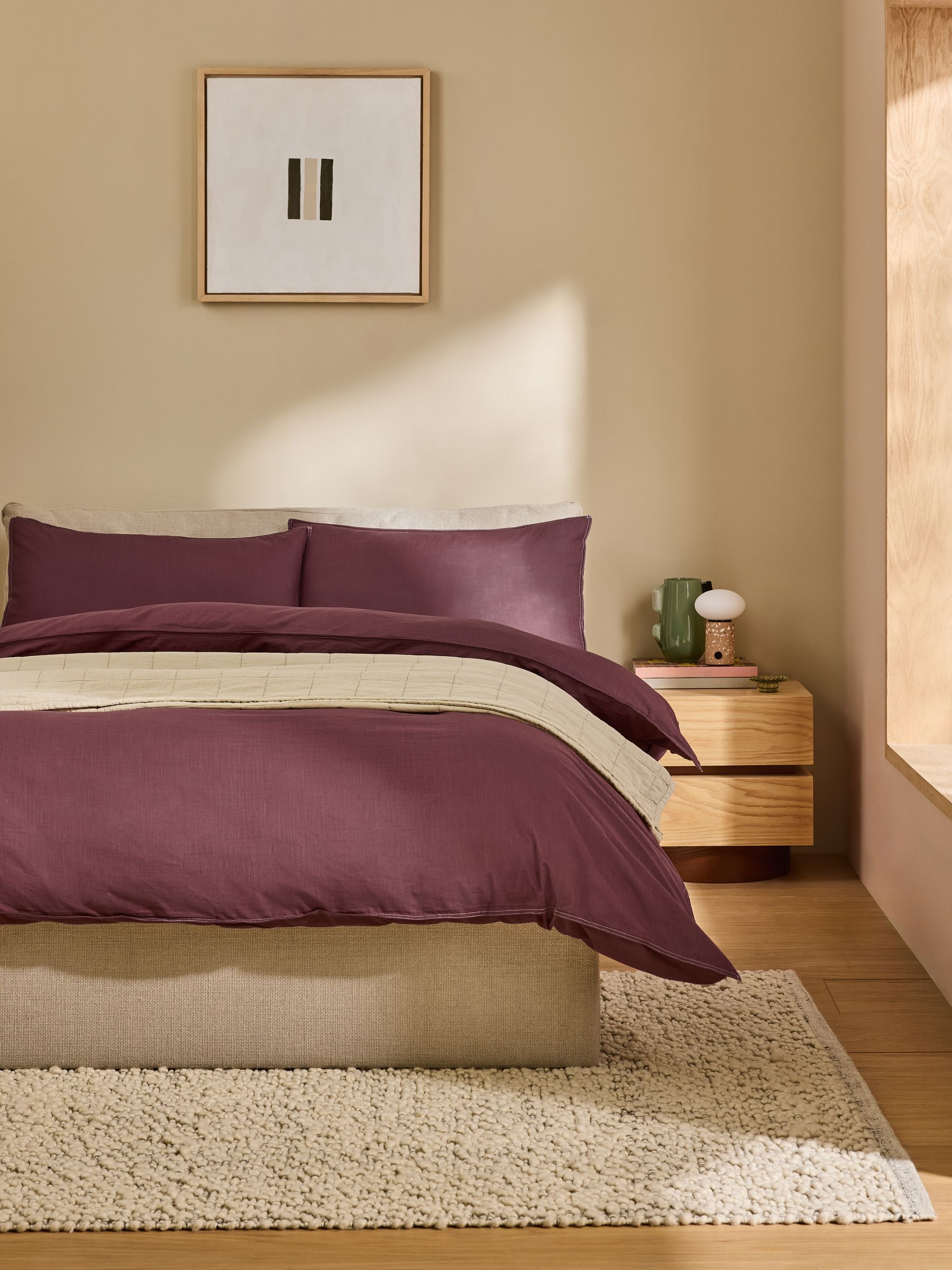 Textured Duvet Cover and Pillowcase Set in Chocolate Brown - Image 1 of 6