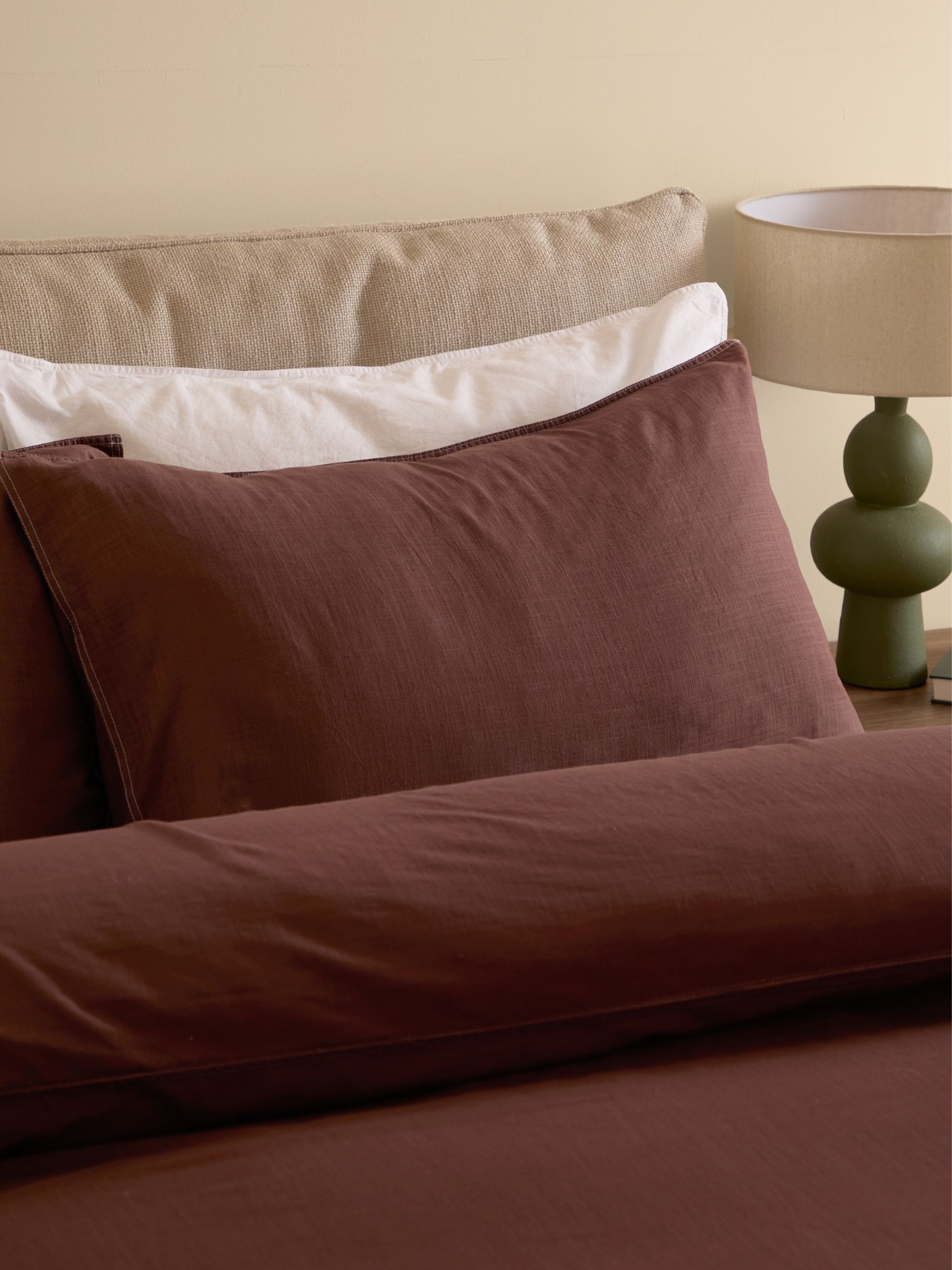 Textured Duvet Cover and Pillowcase Set in Chocolate Brown - Image 4 of 6