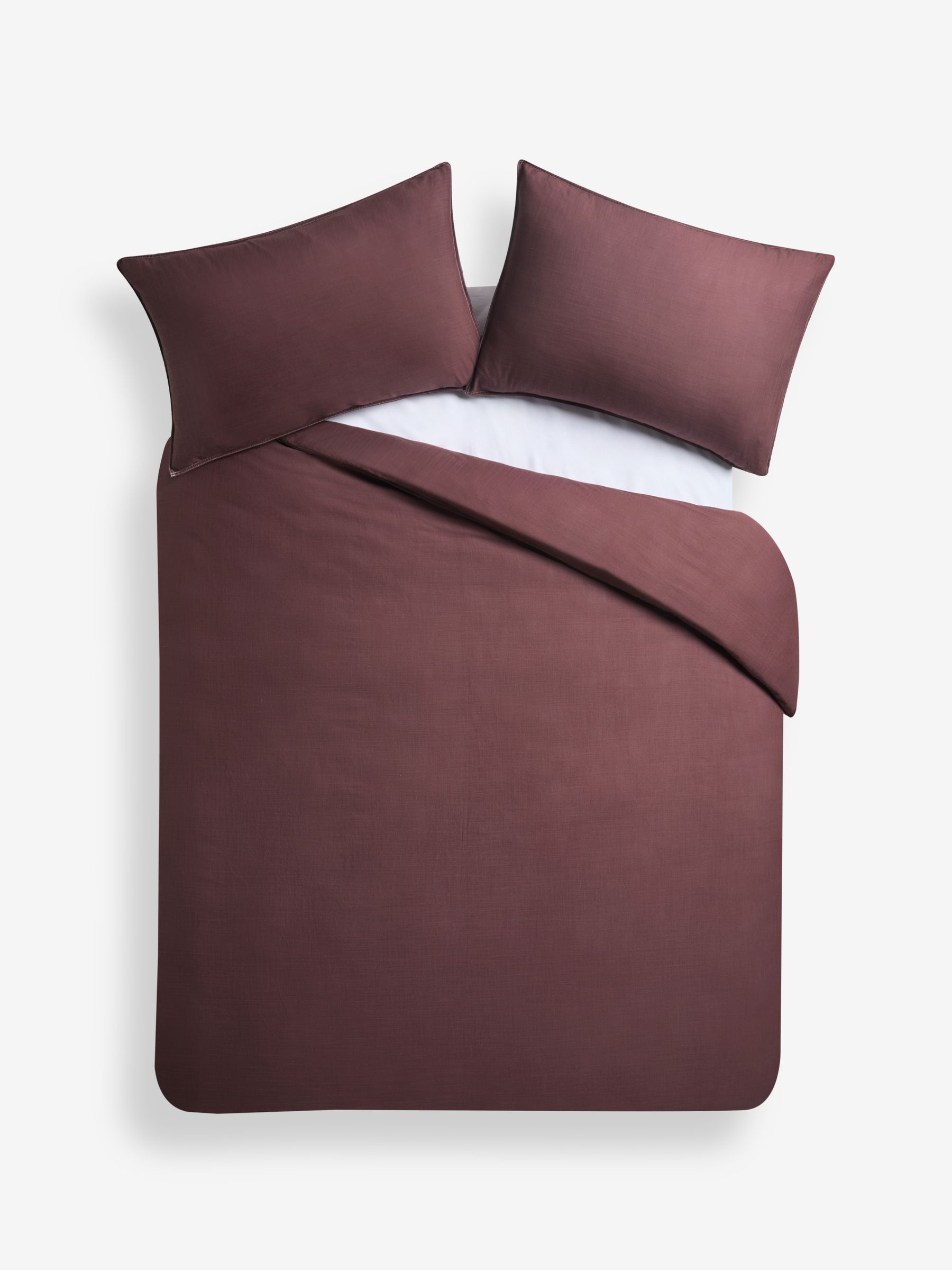 Textured Duvet Cover and Pillowcase Set in Chocolate Brown - Image 6 of 6
