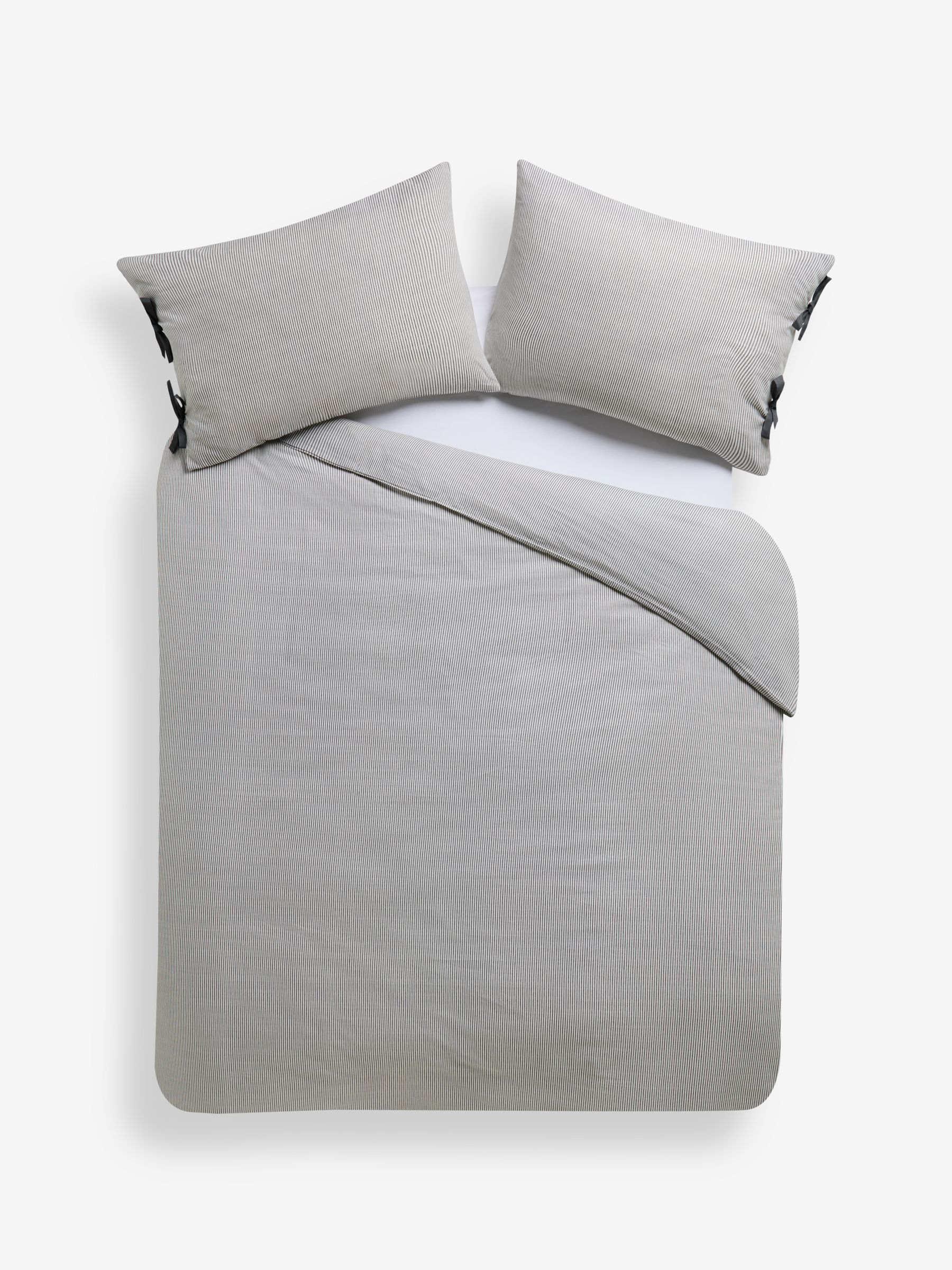 Ansel Stripe 100% Cotton Duvet Cover and Pillowcase Set in Grey - Image 5 of 5