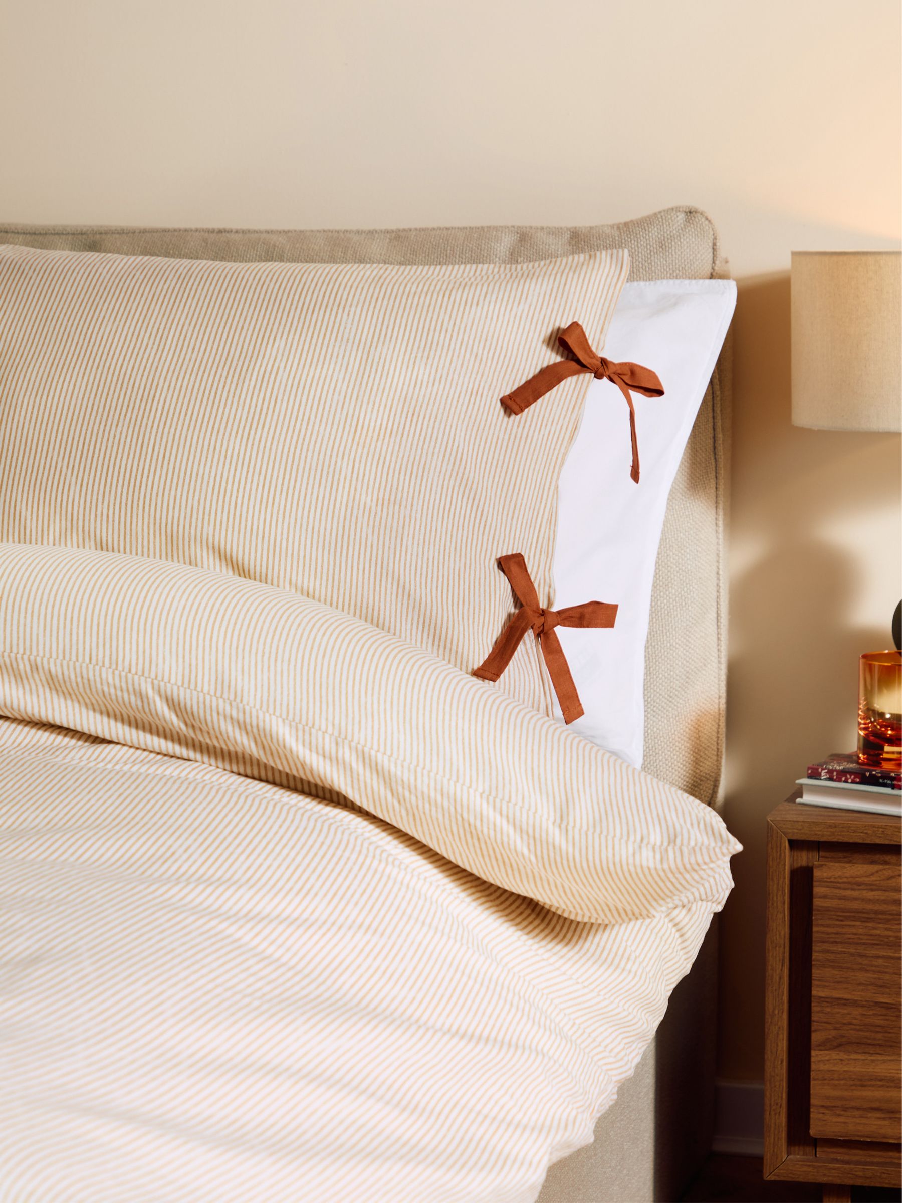 Ansel Stripe 100% Cotton Duvet Cover and Pillowcase Set in Natural - Image 3 of 5