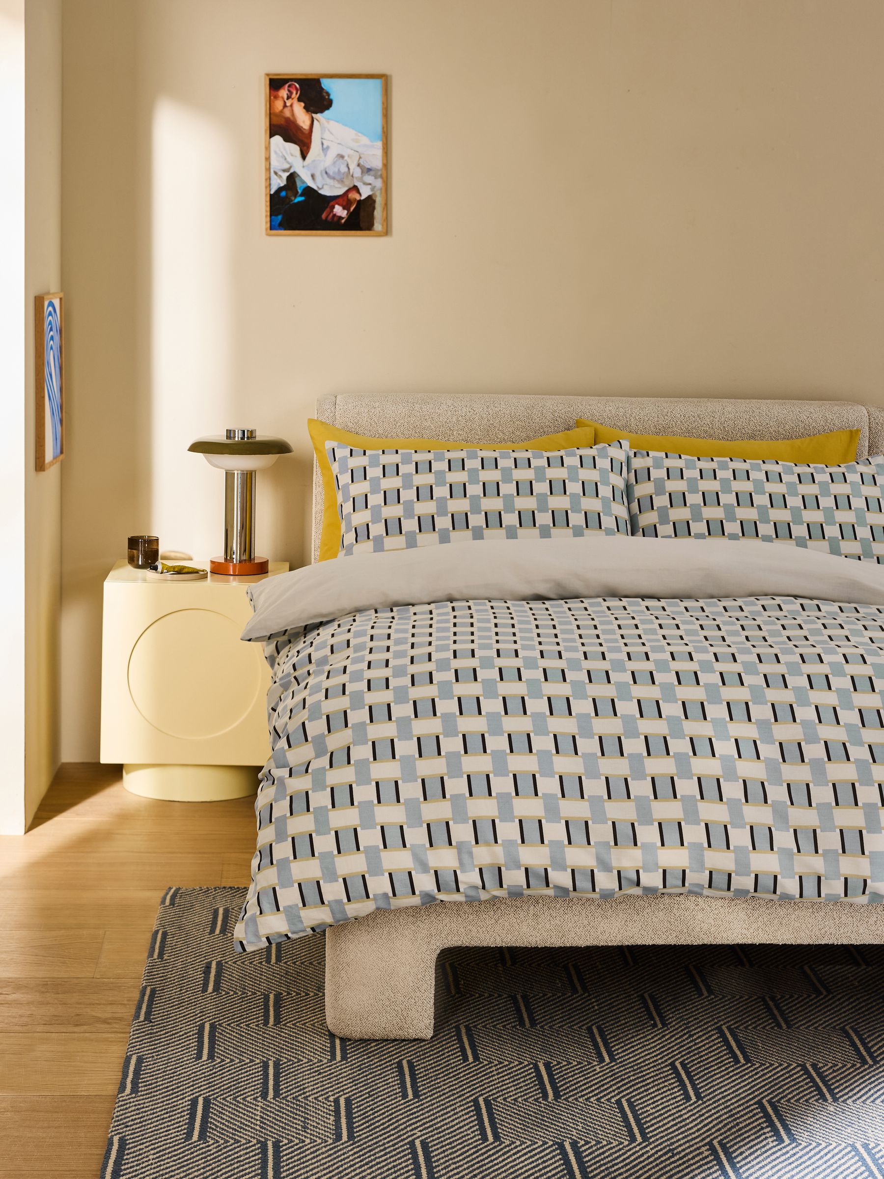 Finnur 100% Cotton Duvet Cover and Pillowcase Set in Blue - Image 2 of 5