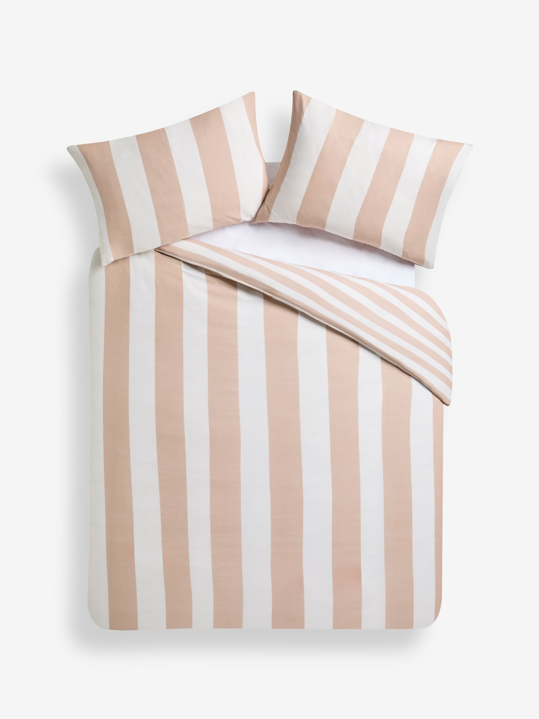 Donni Wide Stripe 100% Cotton Duvet Cover and Pillowcase Set in Clay Pink - Image 5 of 5