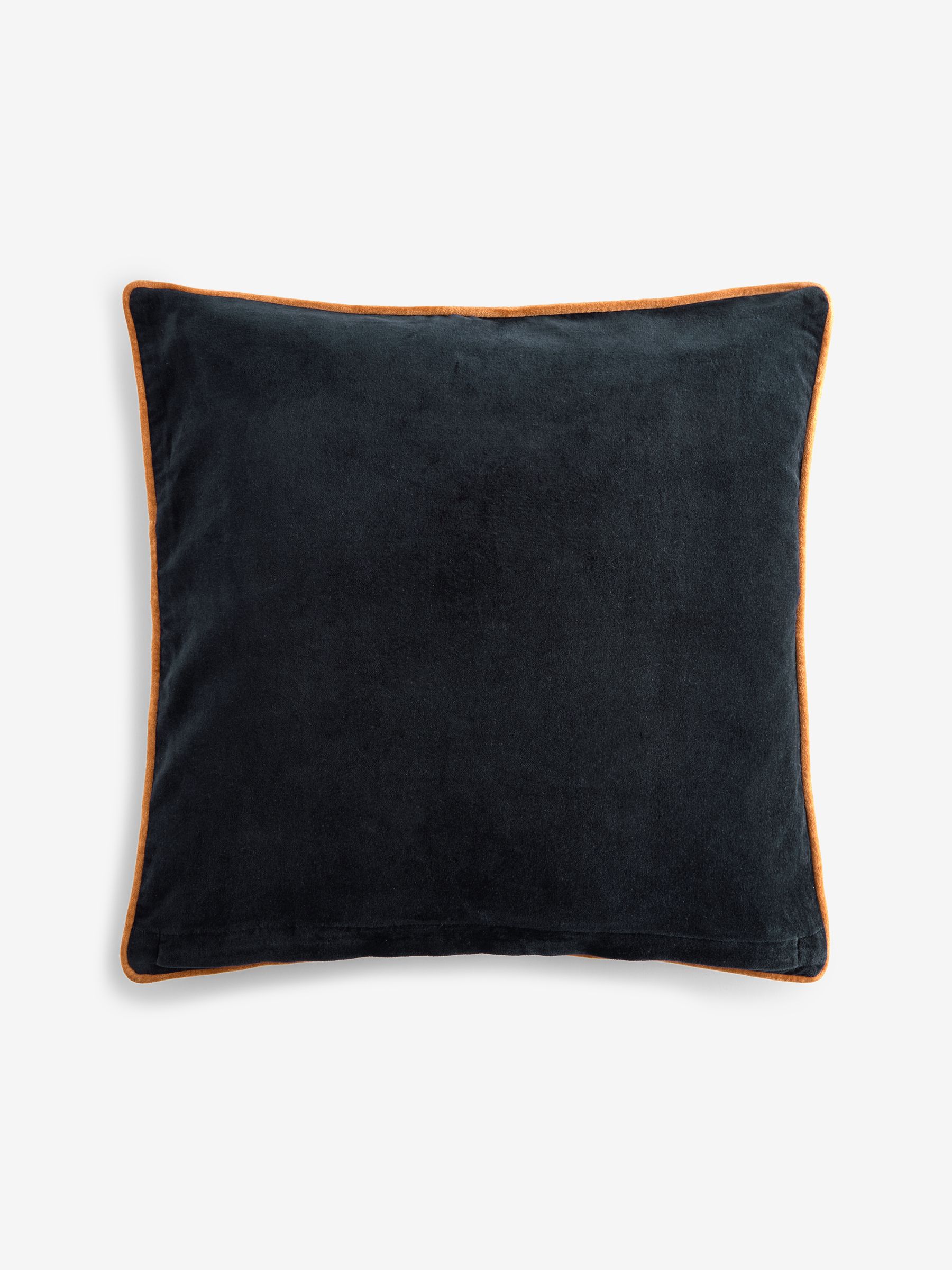Bailey Cotton Velvet Piped Cushion in Navy Blue - Image 5 of 5