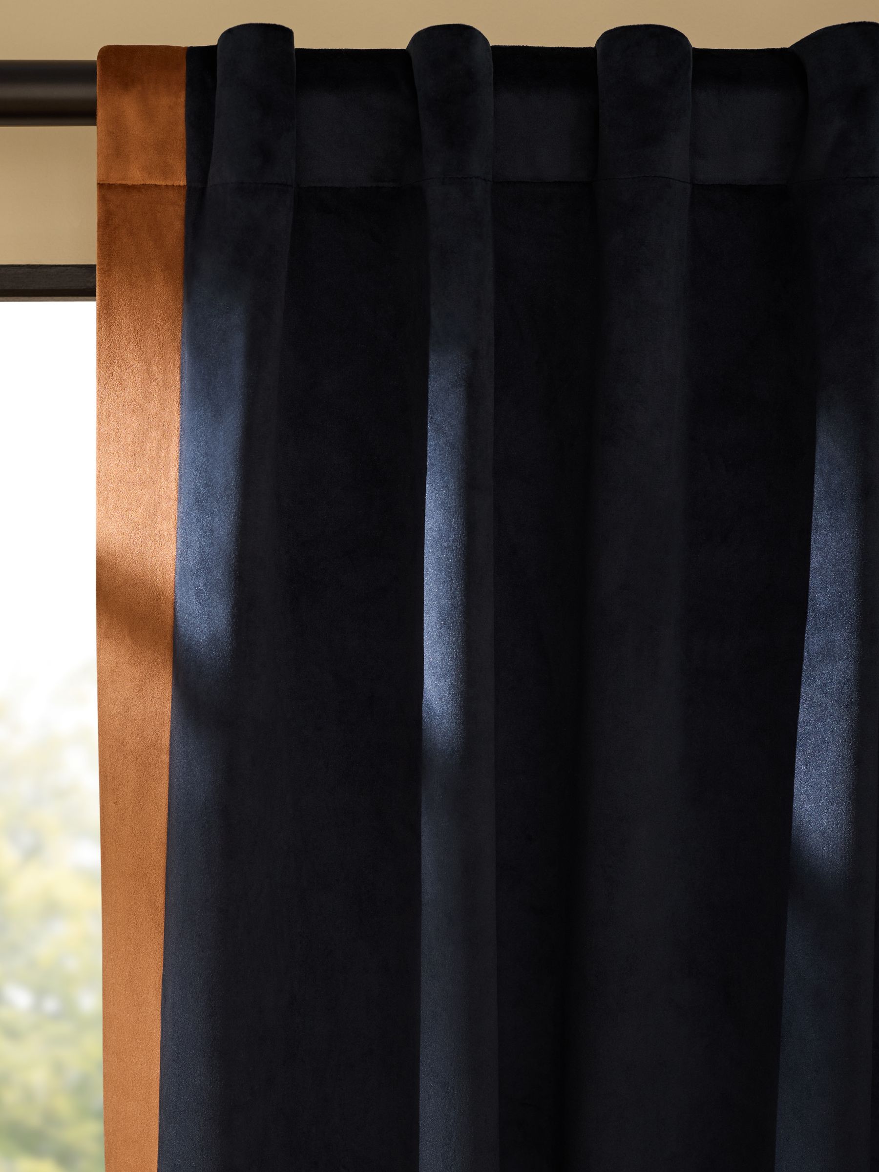 Audley Contrast Hidden Tab Curtains in Navy Blue - Image 3 of 3
