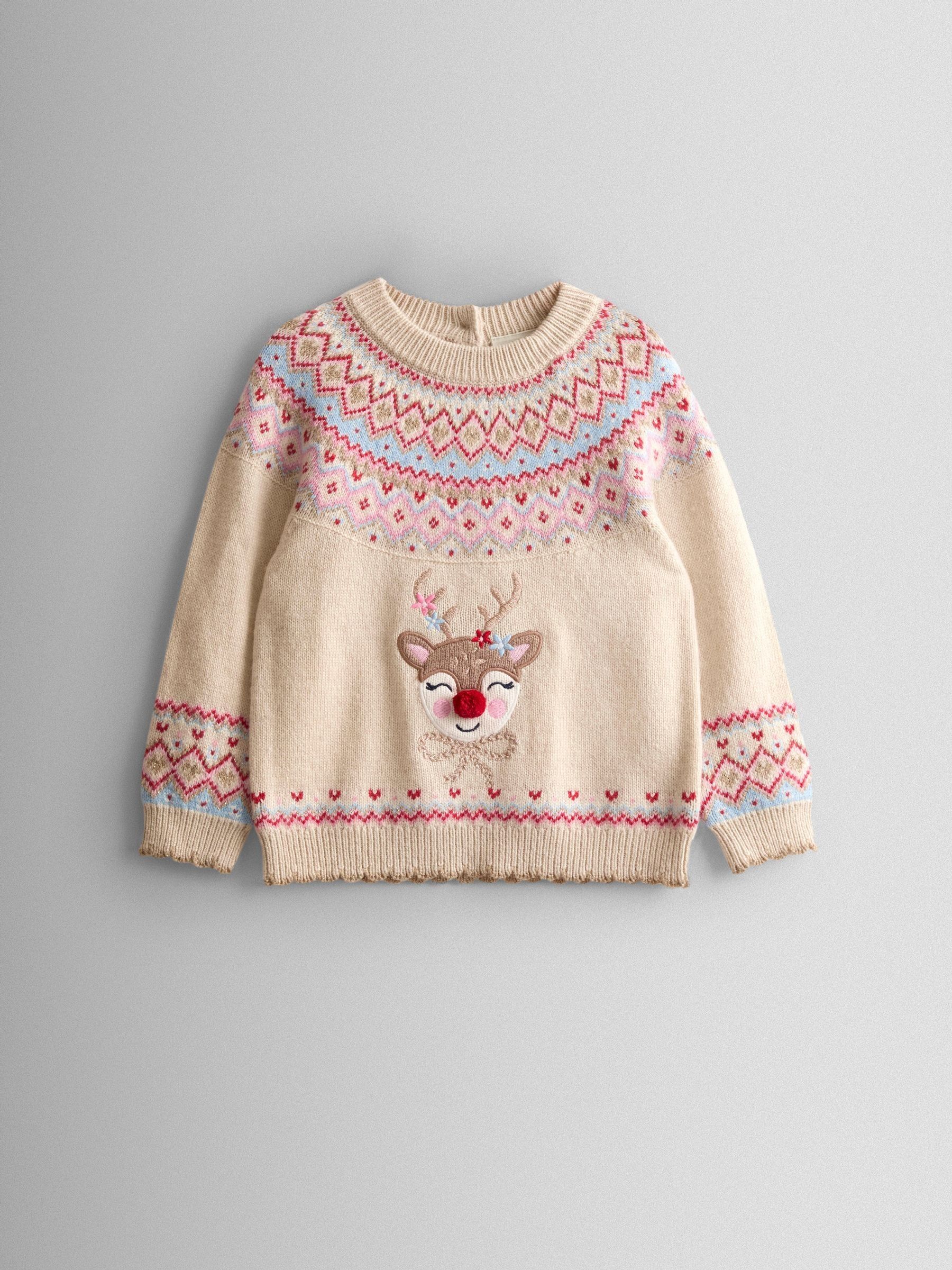Cream Reindeer FairIsle Embroidered Jumper - Image 1 of 3