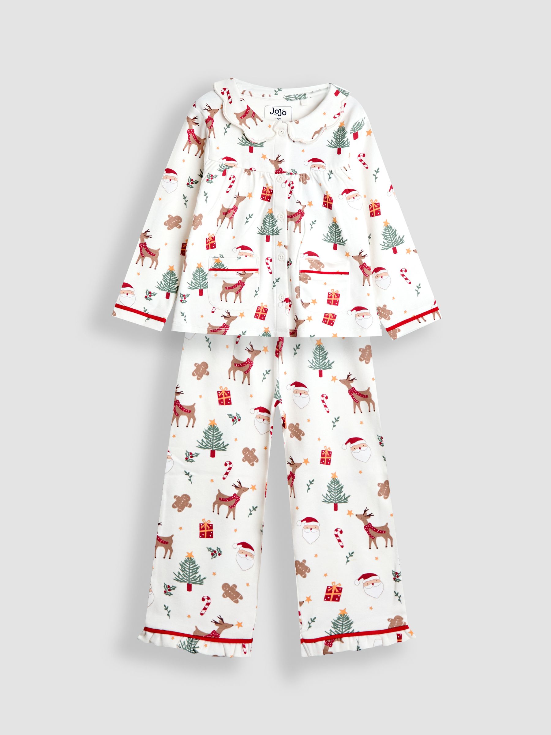 Cream Christmas Printed Pretty Jersey Pyjamas - Image 1 of 7