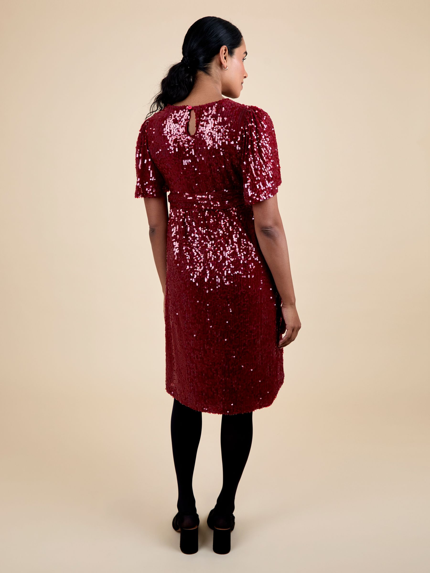 Red Sequin Maternity Mini Dress - Image 8 of 10