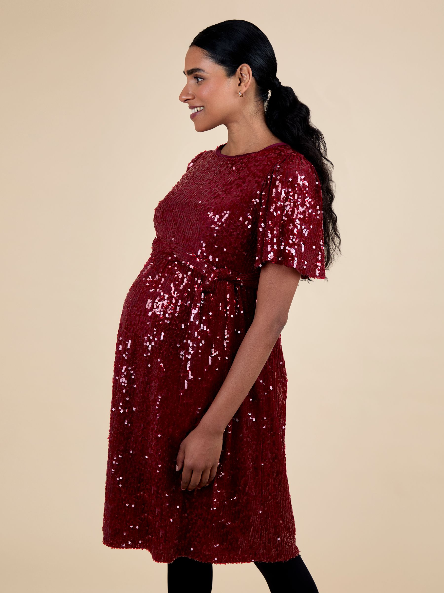 Red Sequin Maternity Mini Dress - Image 9 of 10