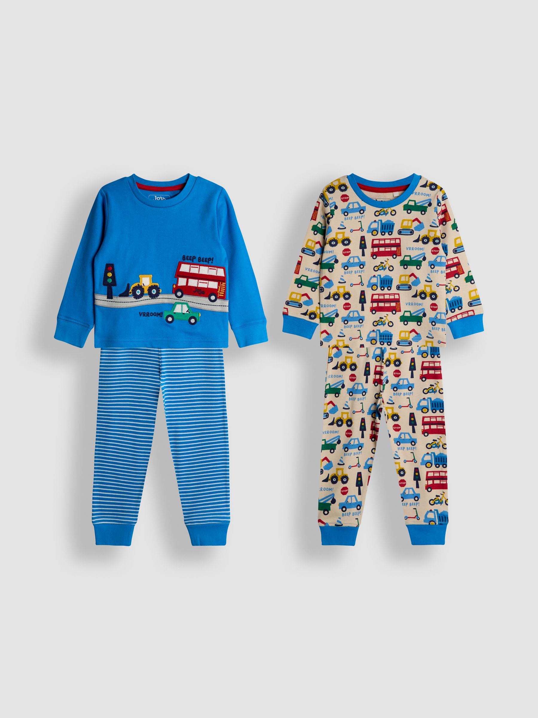 Blue Transport Mix And Match 2 Pack Pyjamas - Image 1 of 10