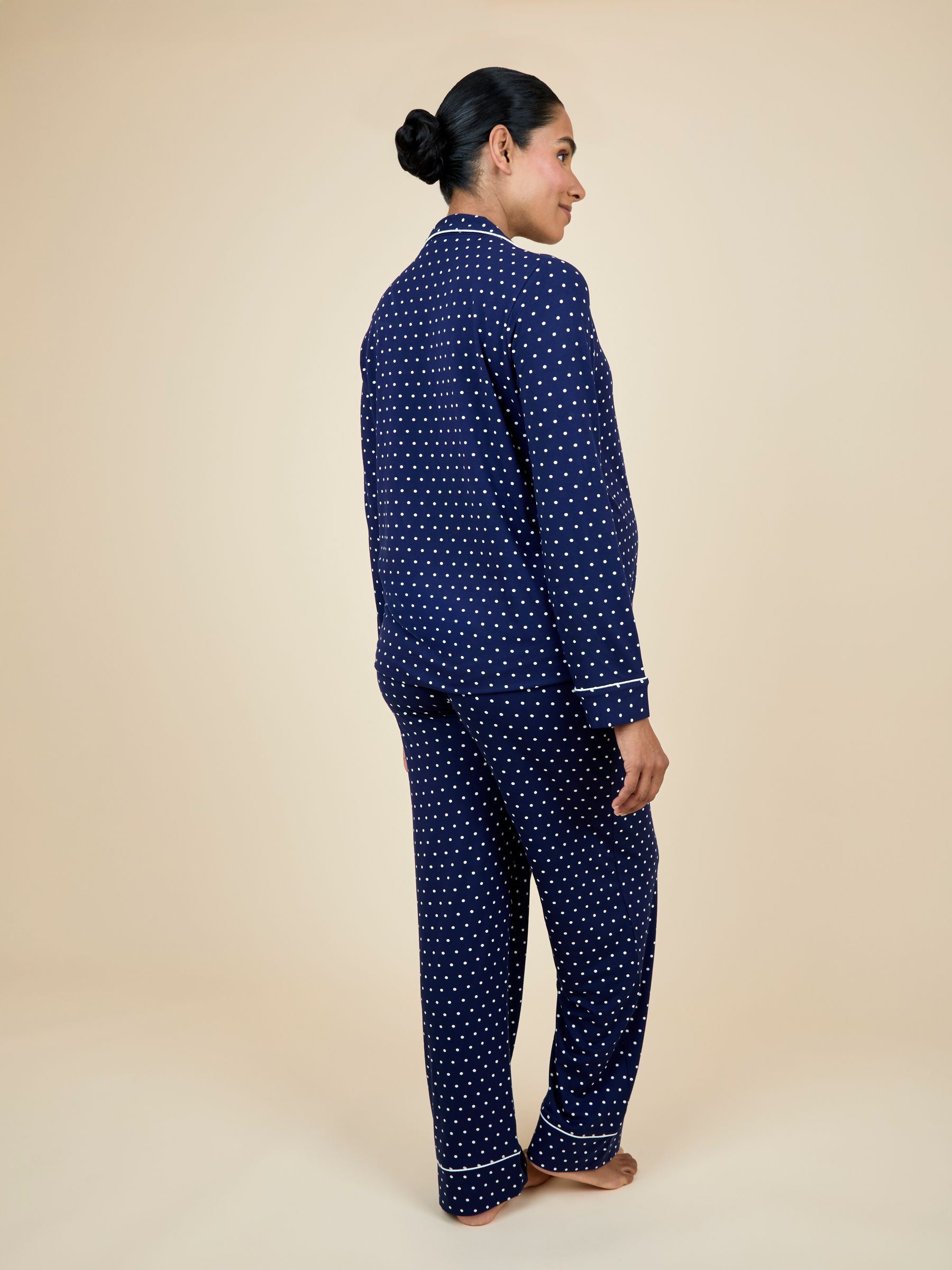 Navy Spot Maternity Button Through Pyjama Set - Image 9 of 10