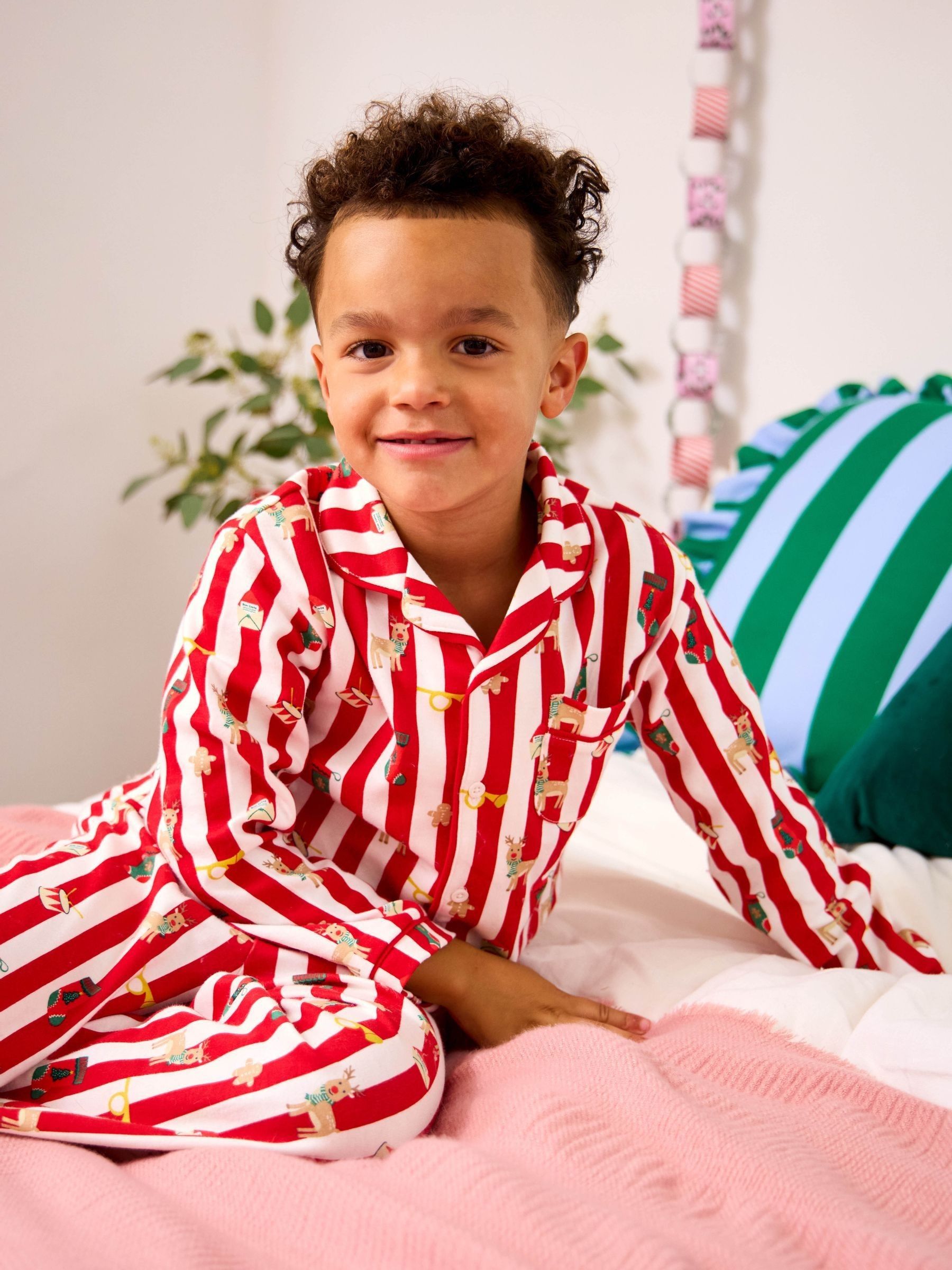 Red Christmas Print Jersey Collar Pyjamas - Image 1 of 1