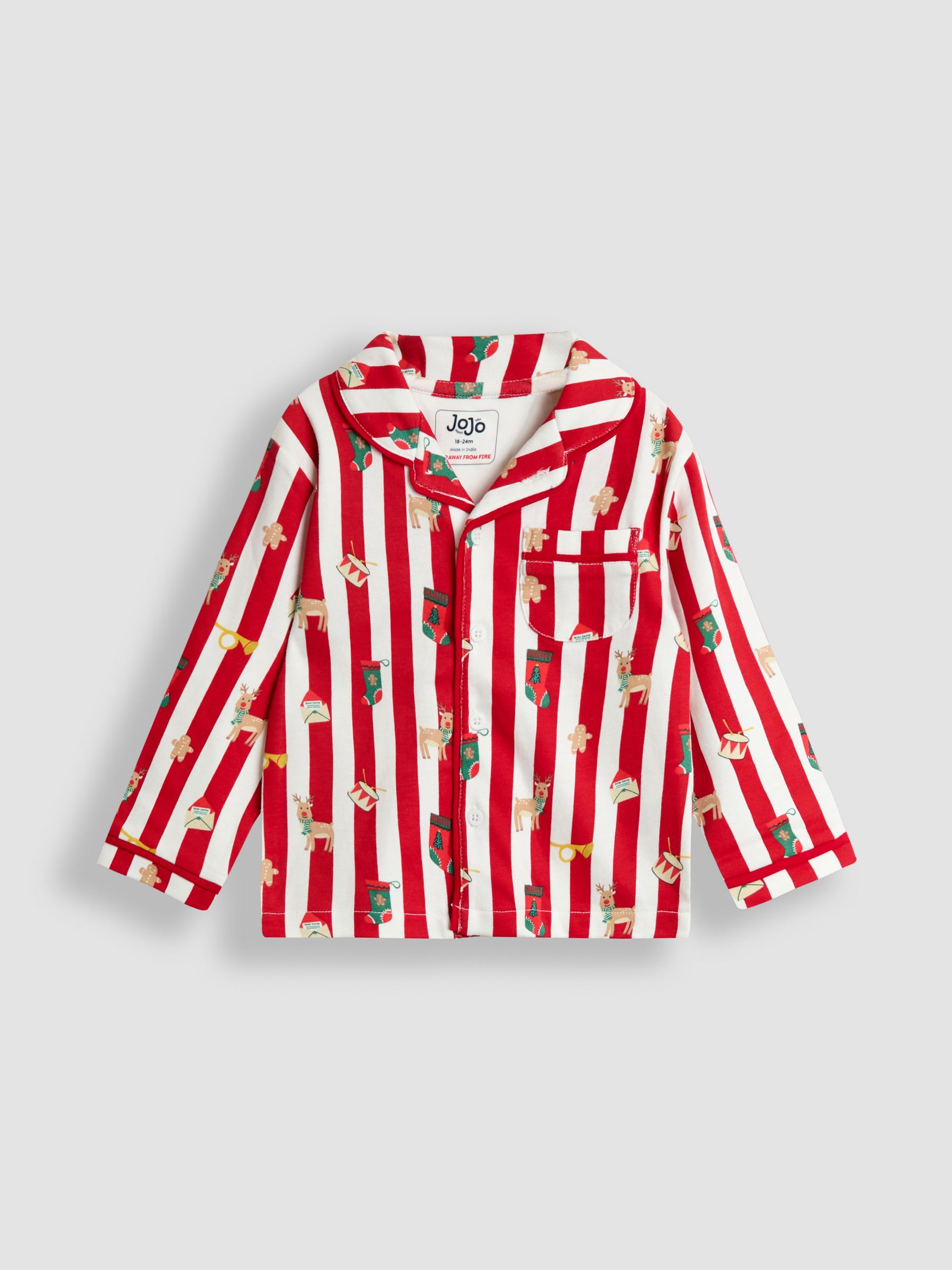Red Christmas Stripe Jersey Collar Pyjamas - Image 3 of 7