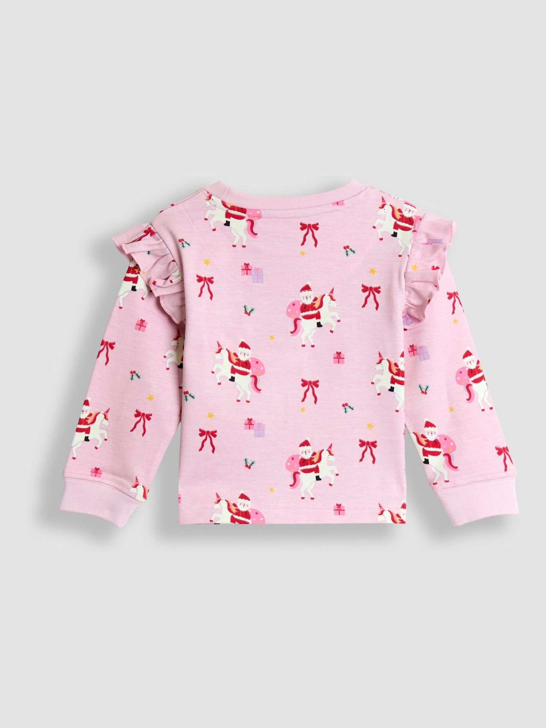 Pink Christmas Unicorn Print Glow In The Dark Jersey Pyjamas - Image 4 of 7