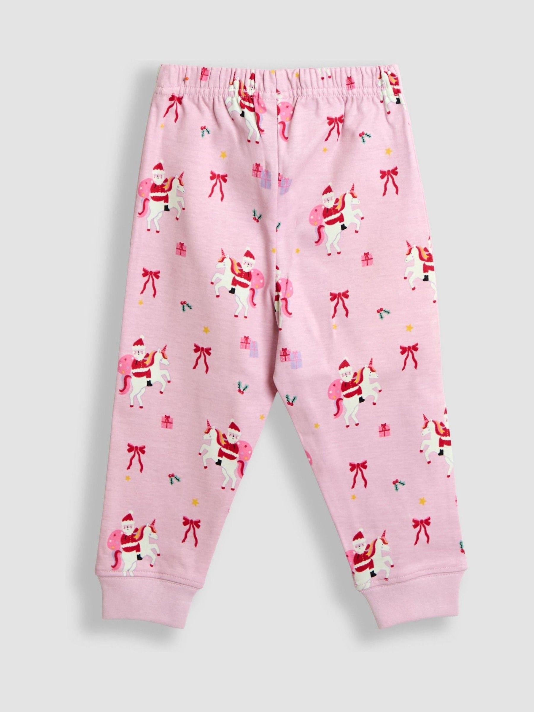 Pink Christmas Unicorn Print Glow In The Dark Jersey Pyjamas - Image 6 of 7