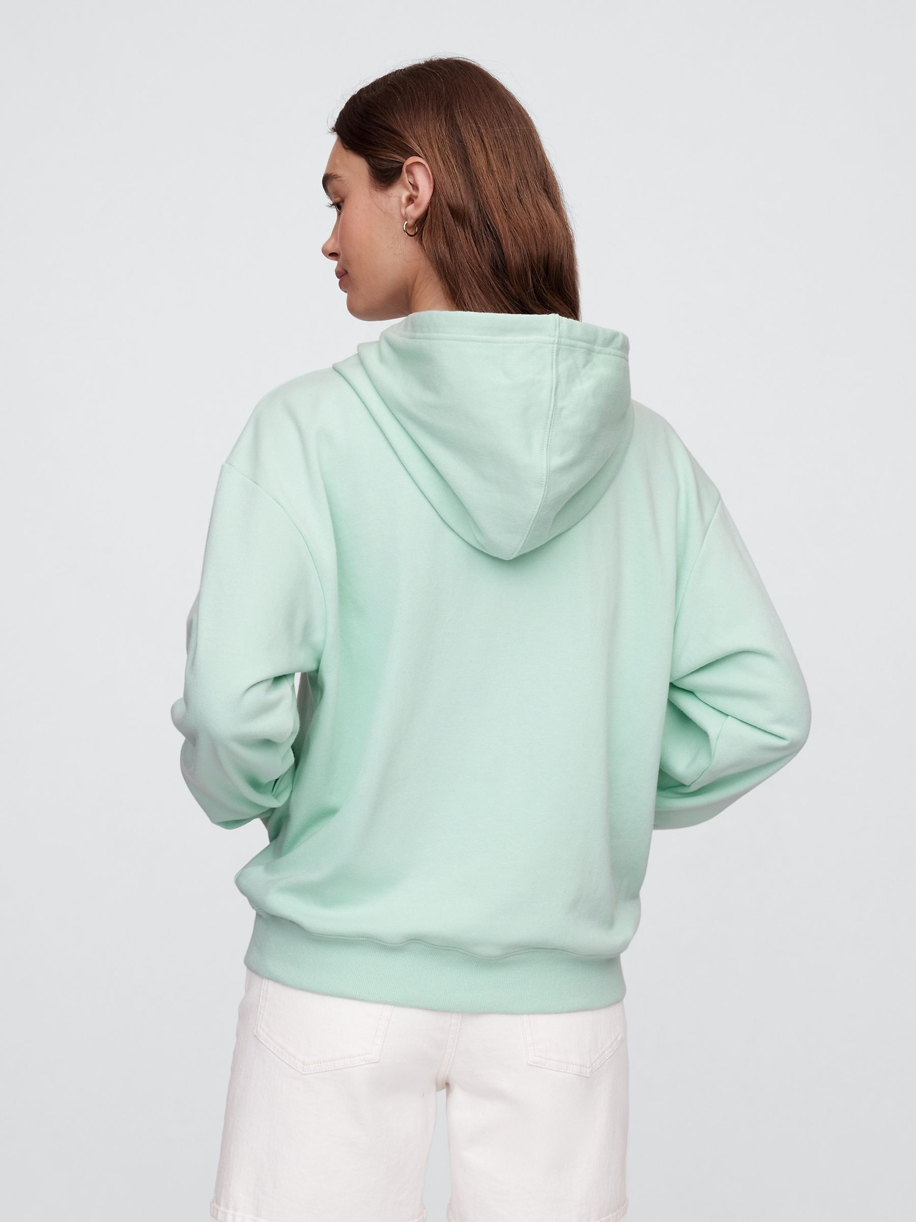 Light Green Zip Up Relaxed Logo Hoodie - Image 2 of 5