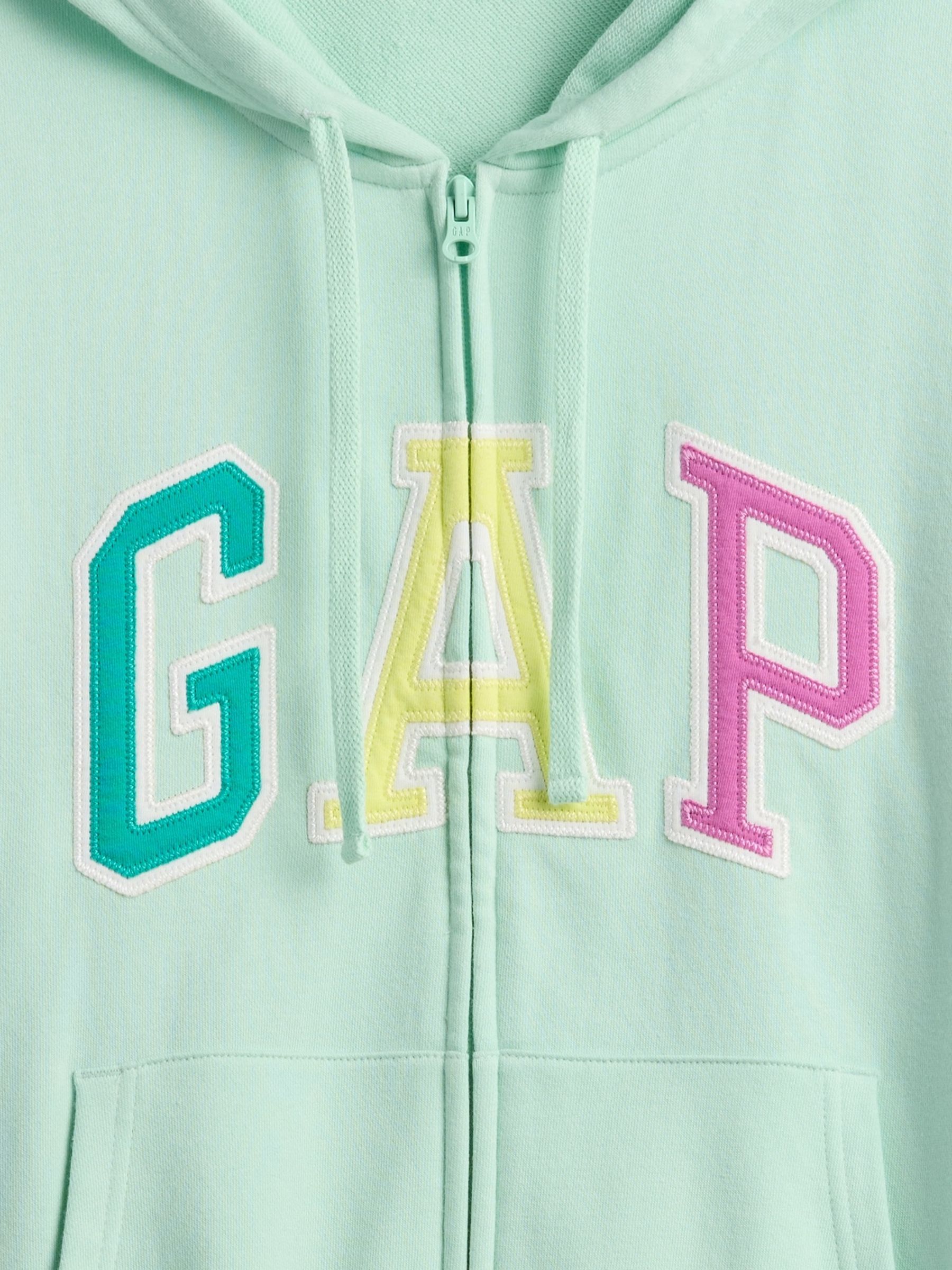 Light Green Zip Up Relaxed Logo Hoodie - Image 5 of 5
