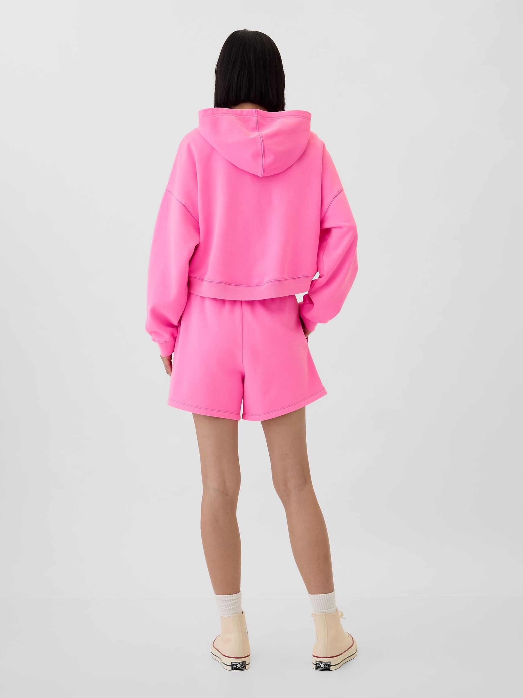 Pink Relaxed Mini-Logo Cropped Hoodie - Image 2 of 2