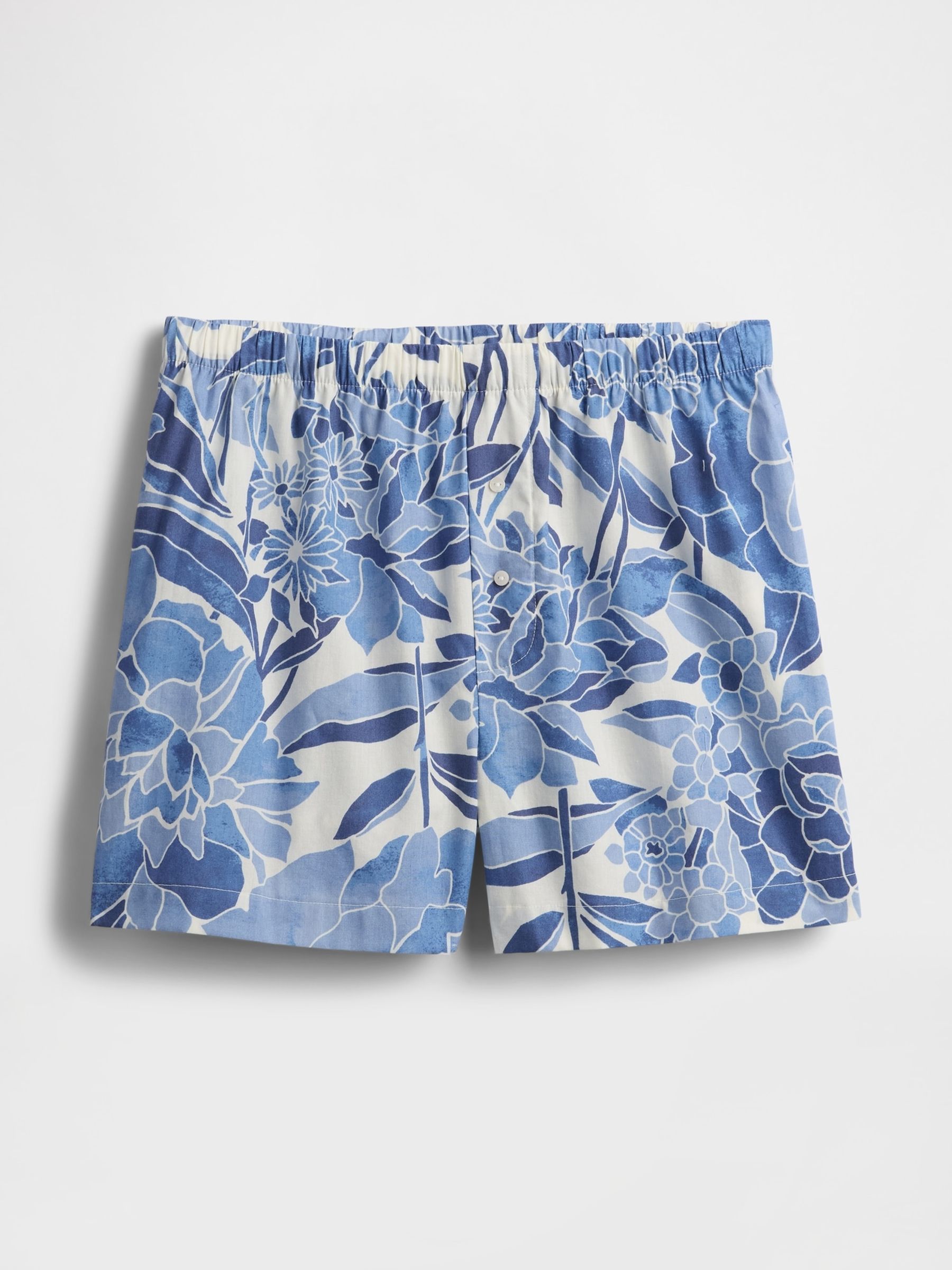Blue Floral Short Cotton Poplin Pyjama Bottoms - Image 3 of 4